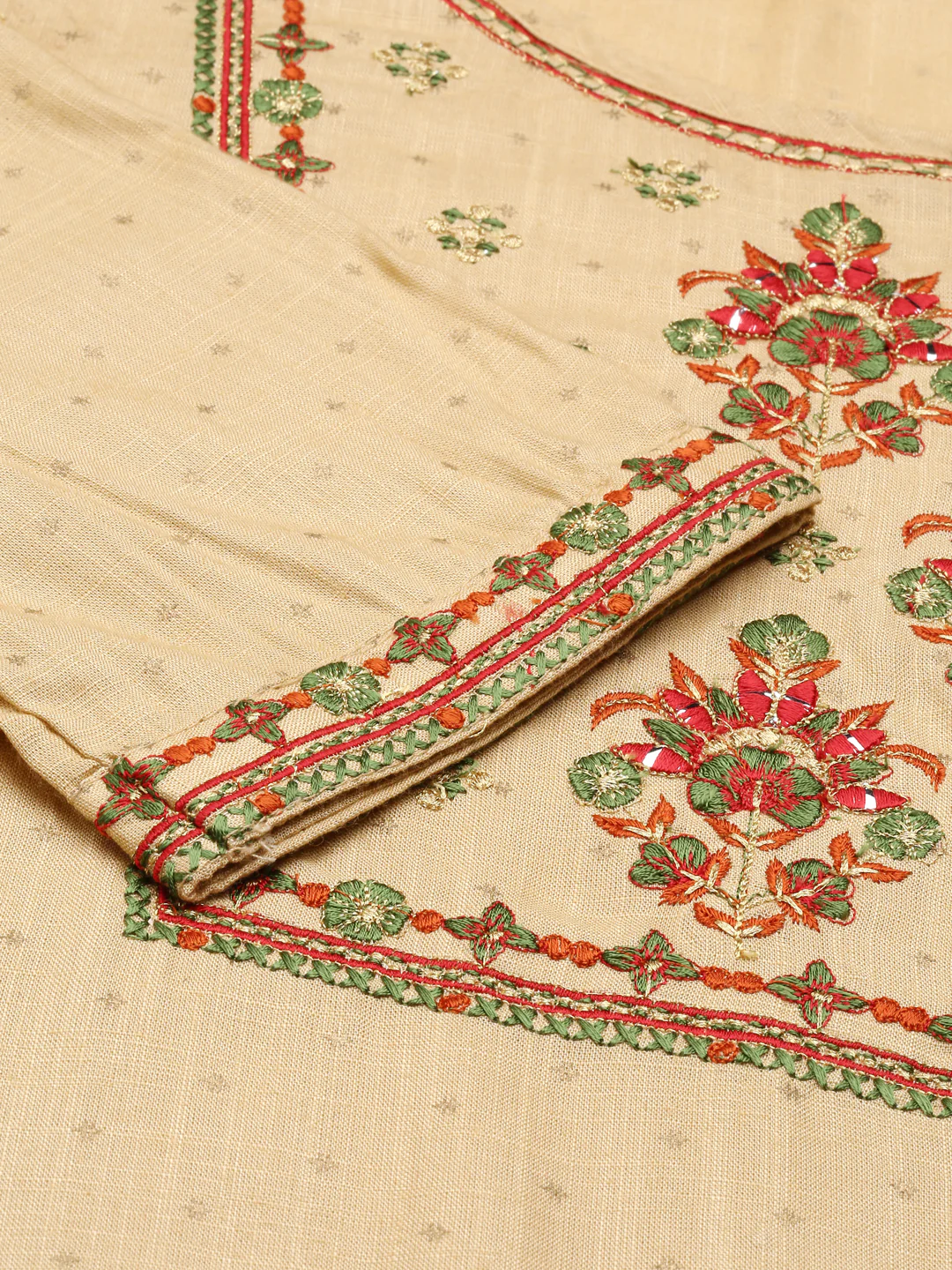 Neerus Beige Regular Knee Length Printed Readymade Suits - Image 5