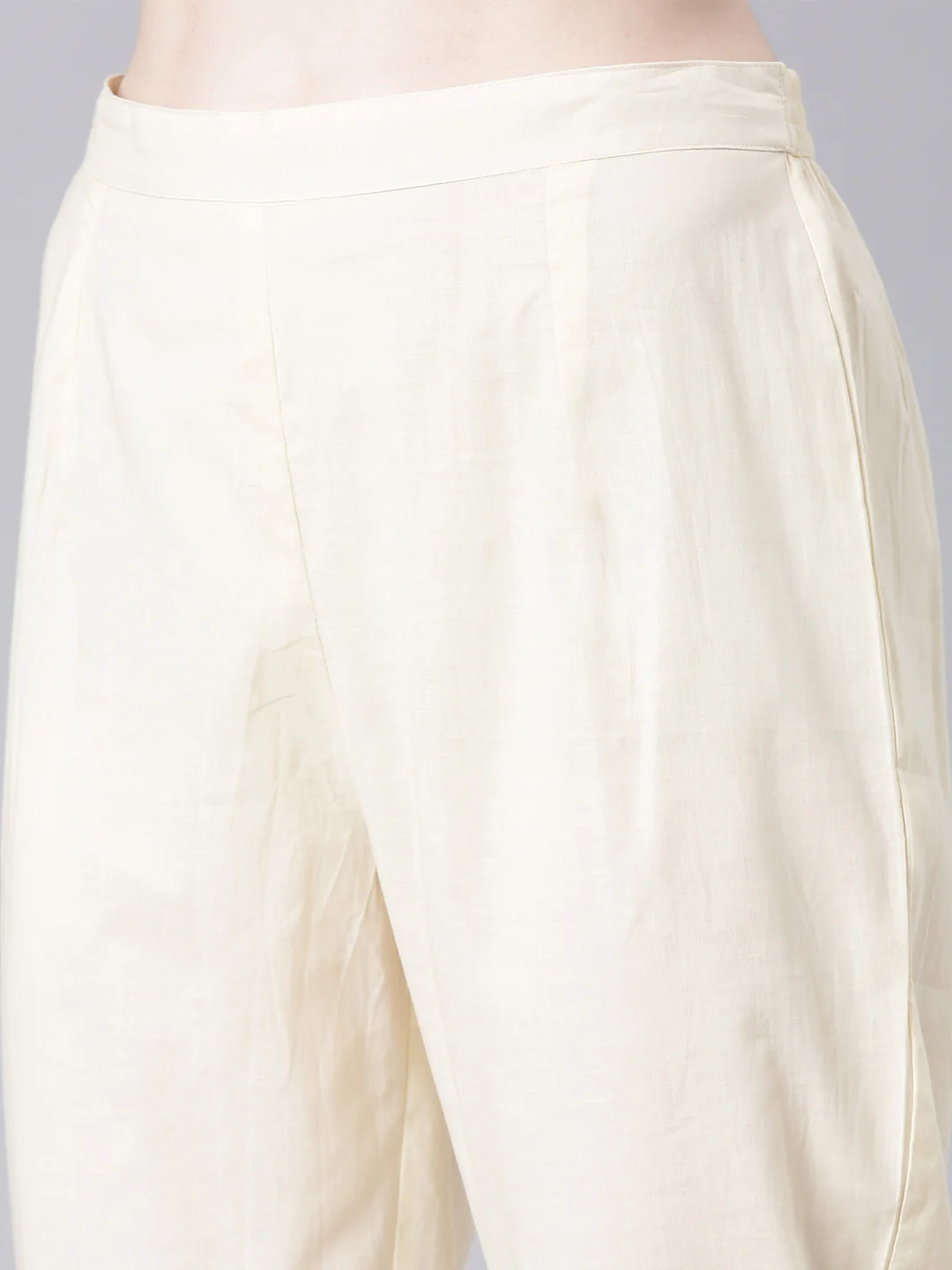 Neerus Beige Solid Anarkali Kurta and Trousers With Dupatta - Image 6