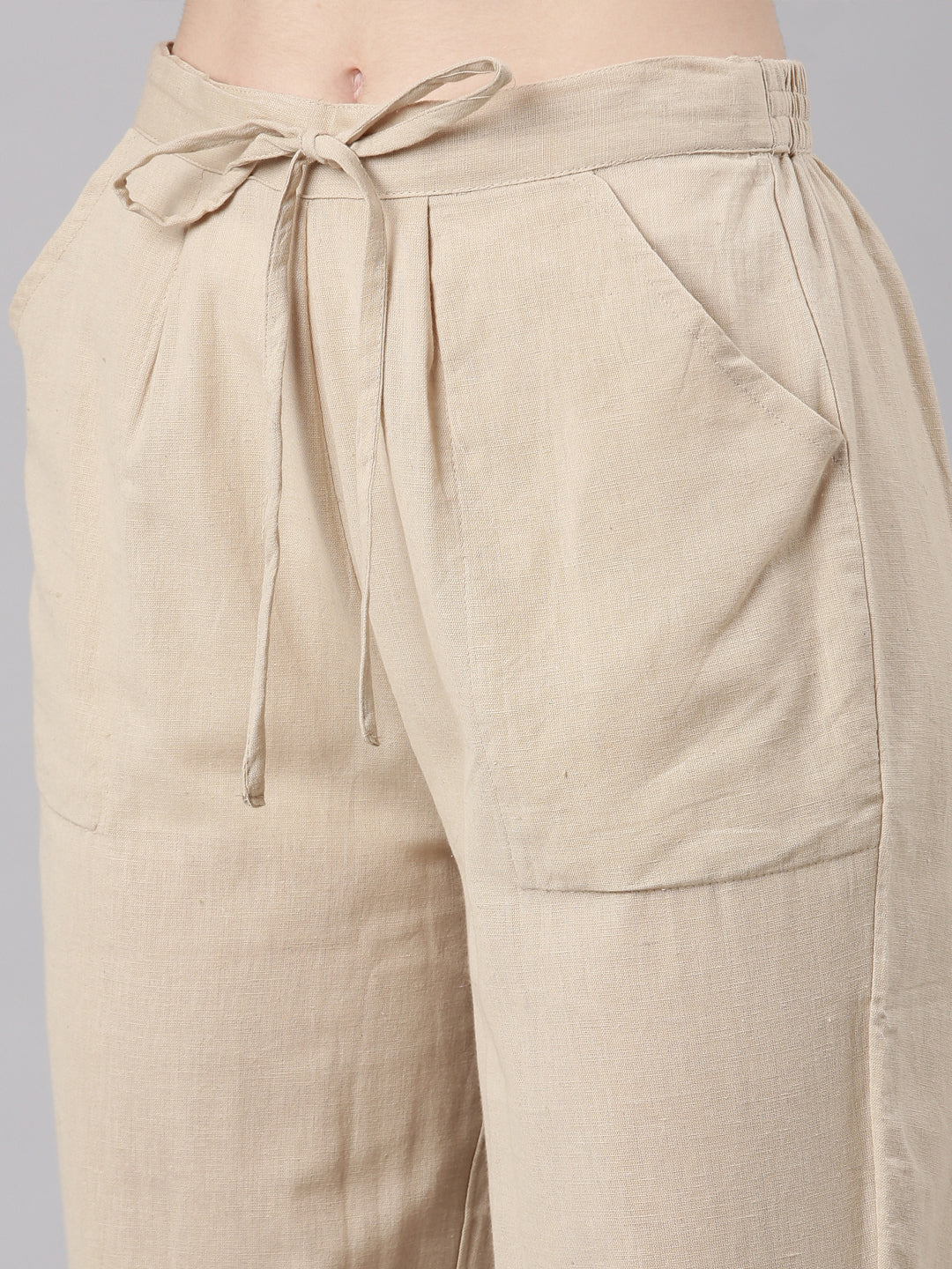 Neerus Beige Straight Casual Floral Kurta and Trouser - Image 7
