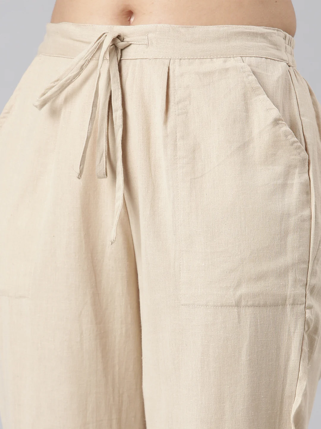 Neerus Beige Straight Casual Floral Kurta and Trouser - Image 7