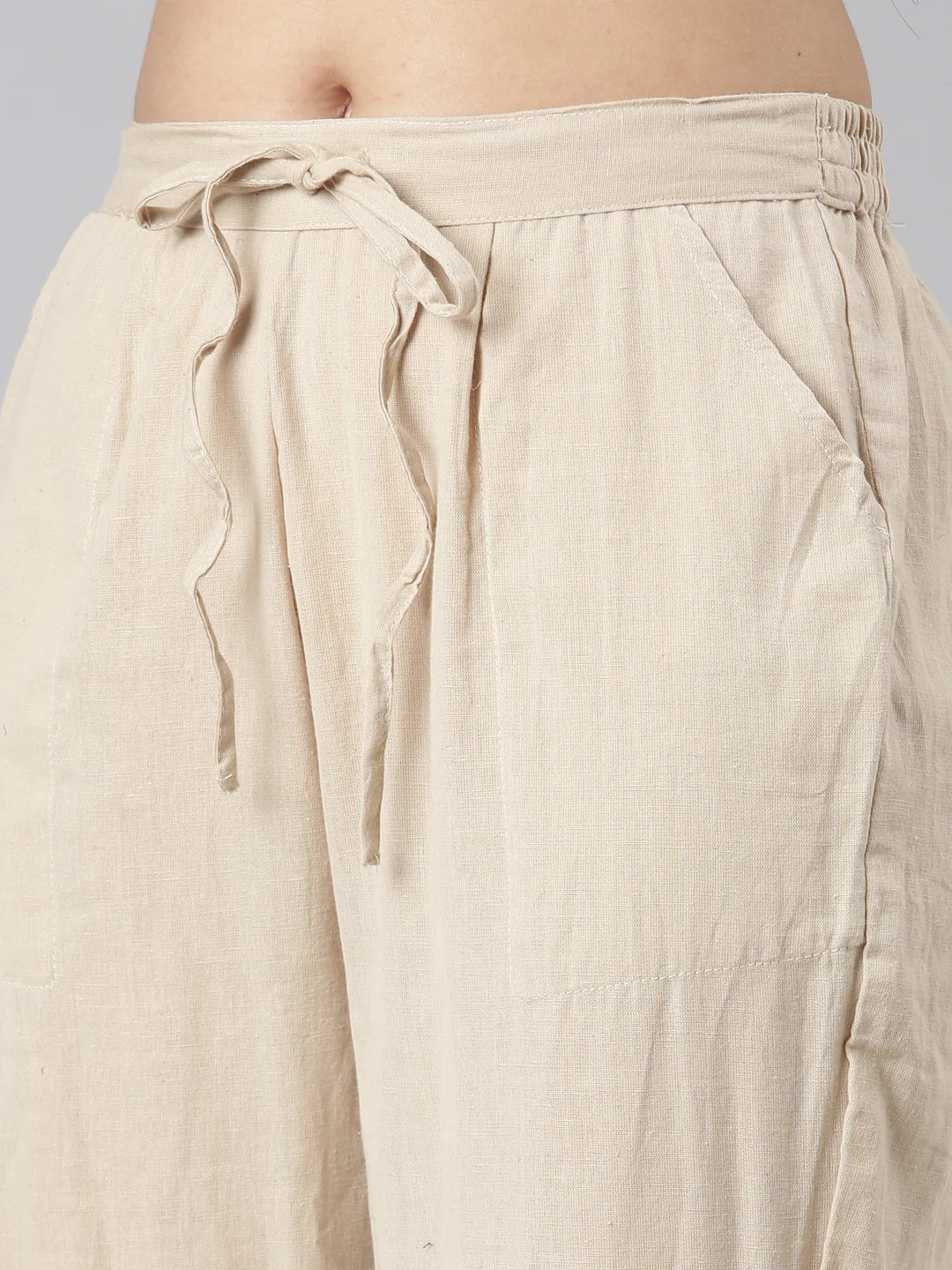 Neerus Beige Straight Casual Floral Kurta and Trouser - Image 7