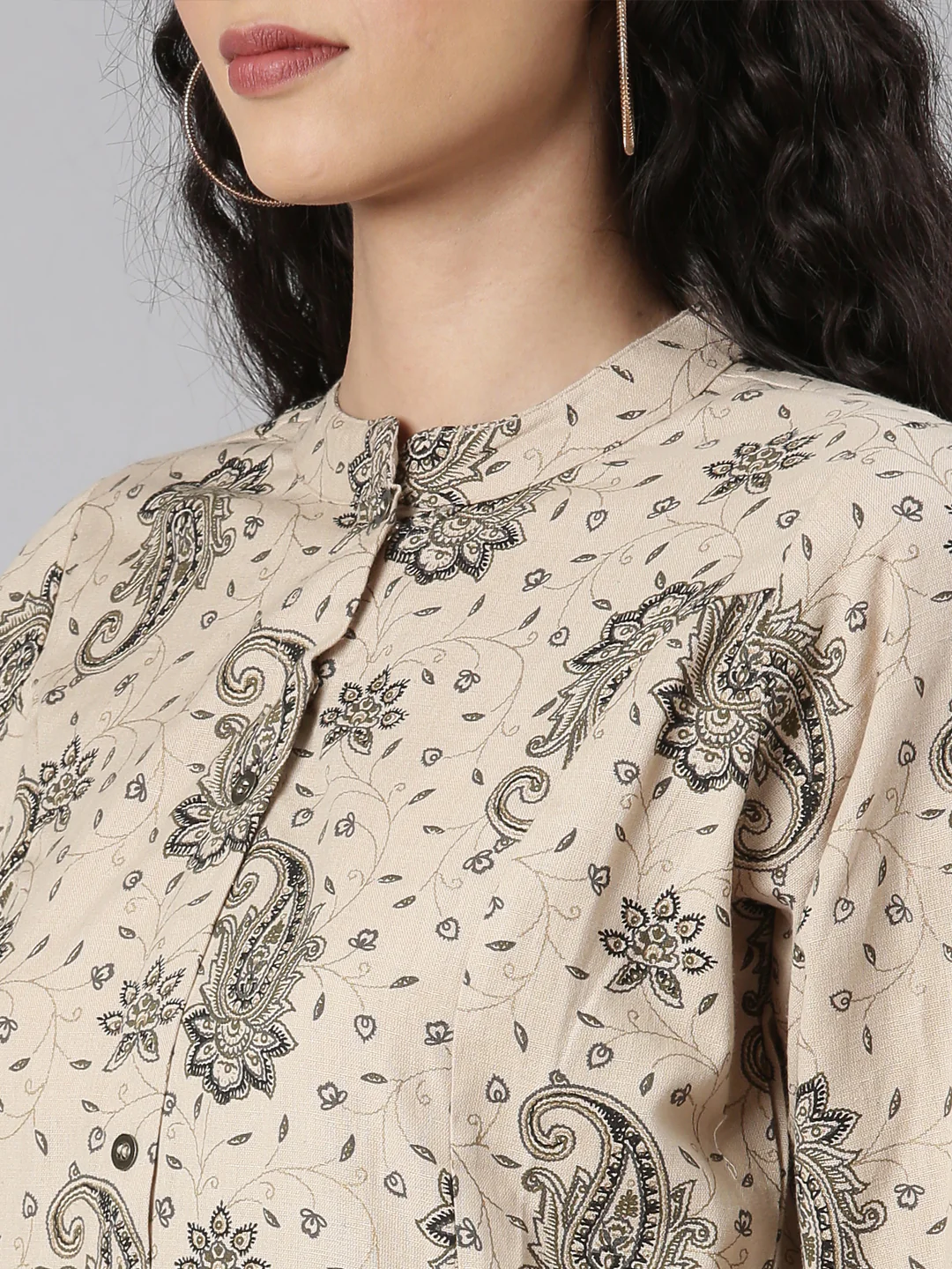 Neerus Beige Straight Casual Floral Kurta and Trouser. - Image 5