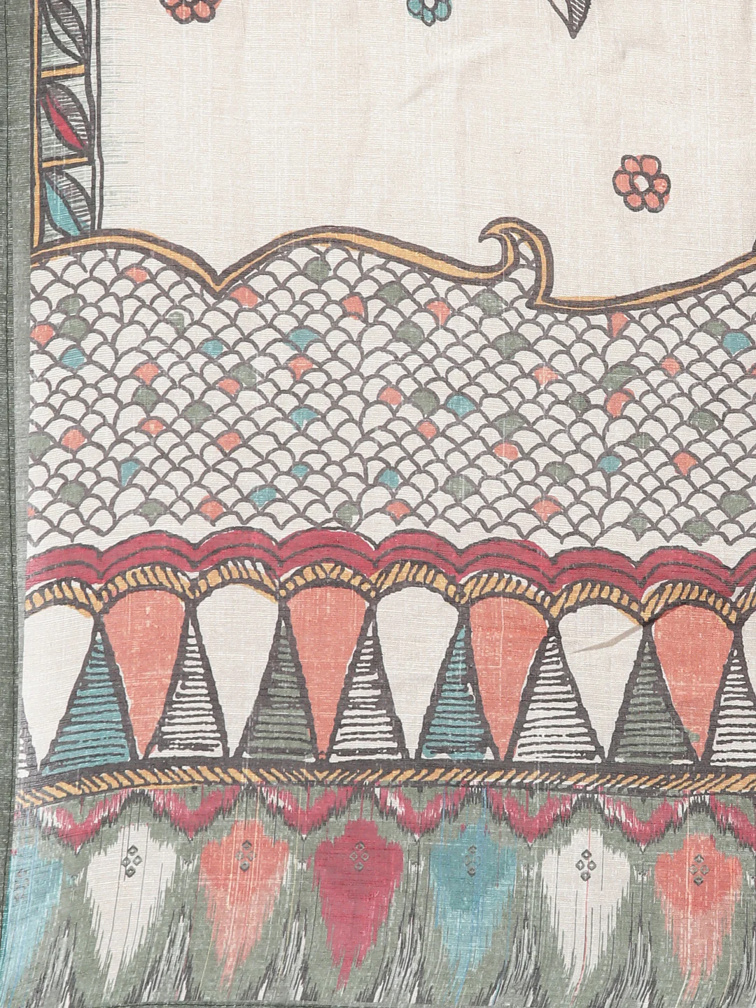 Neerus Beige Straight Casual Floral Kurta and Trouser with Dupatta - Image 8