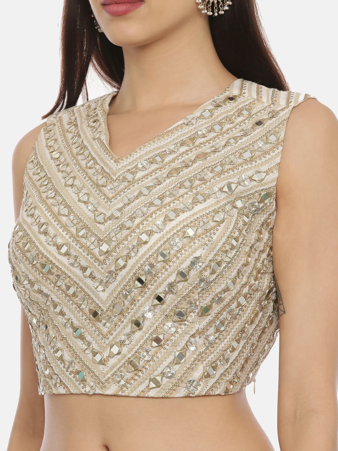 Neerus Beige & Yellow Embellished Lehenga Set - Image 3