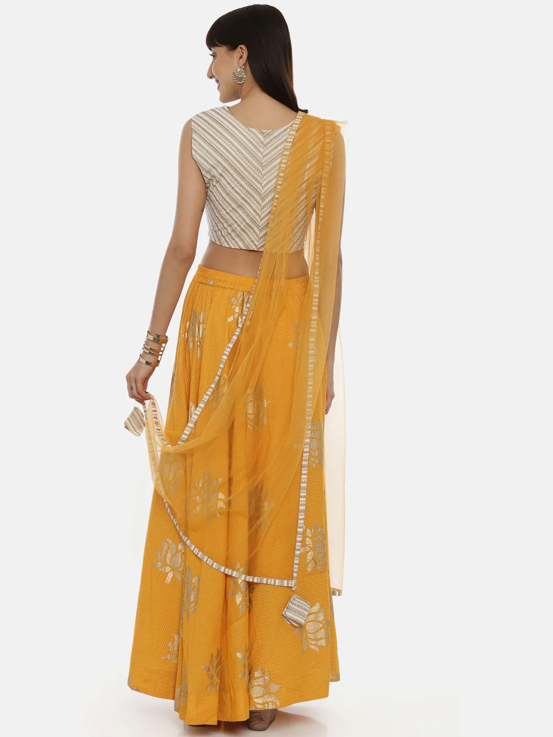 Neerus Beige & Yellow Embellished Lehenga Set - Image 6