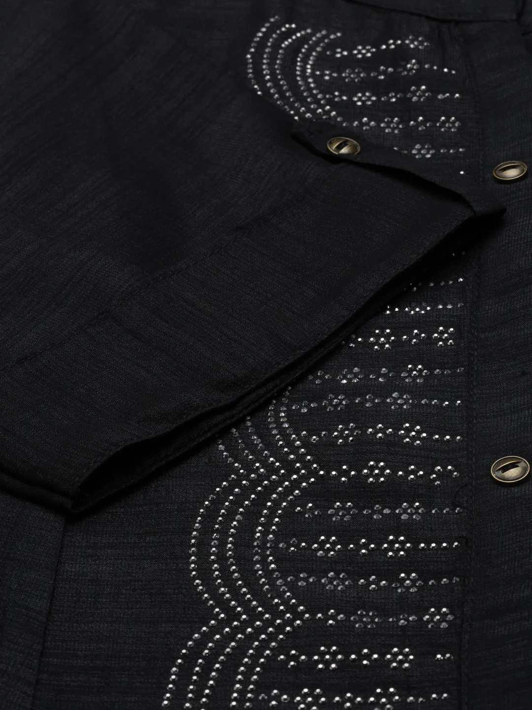 Neerus Black Anarkali Flared Crepe Kurta - Image 6