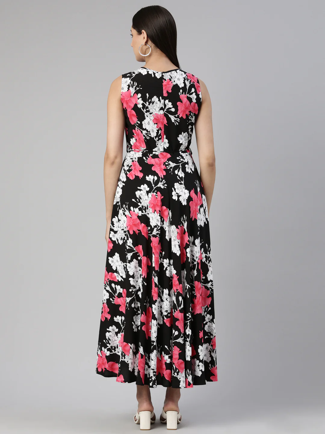 Neerus Black Anarkali Straight Crepe Kurta - Image 3