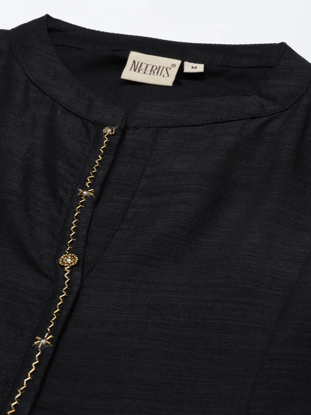 Neerus Black Anarkali Straight Crepe Kurta - Image 6