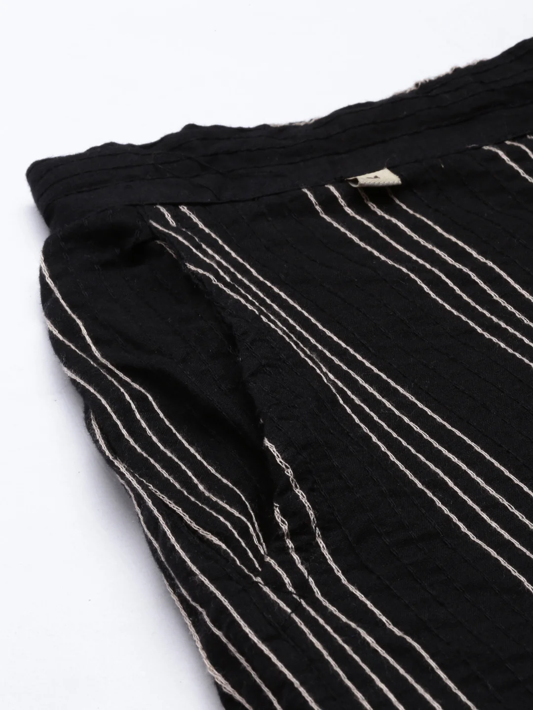 Neerus Black Beige Color Cotton Fabric Pants - Image 6