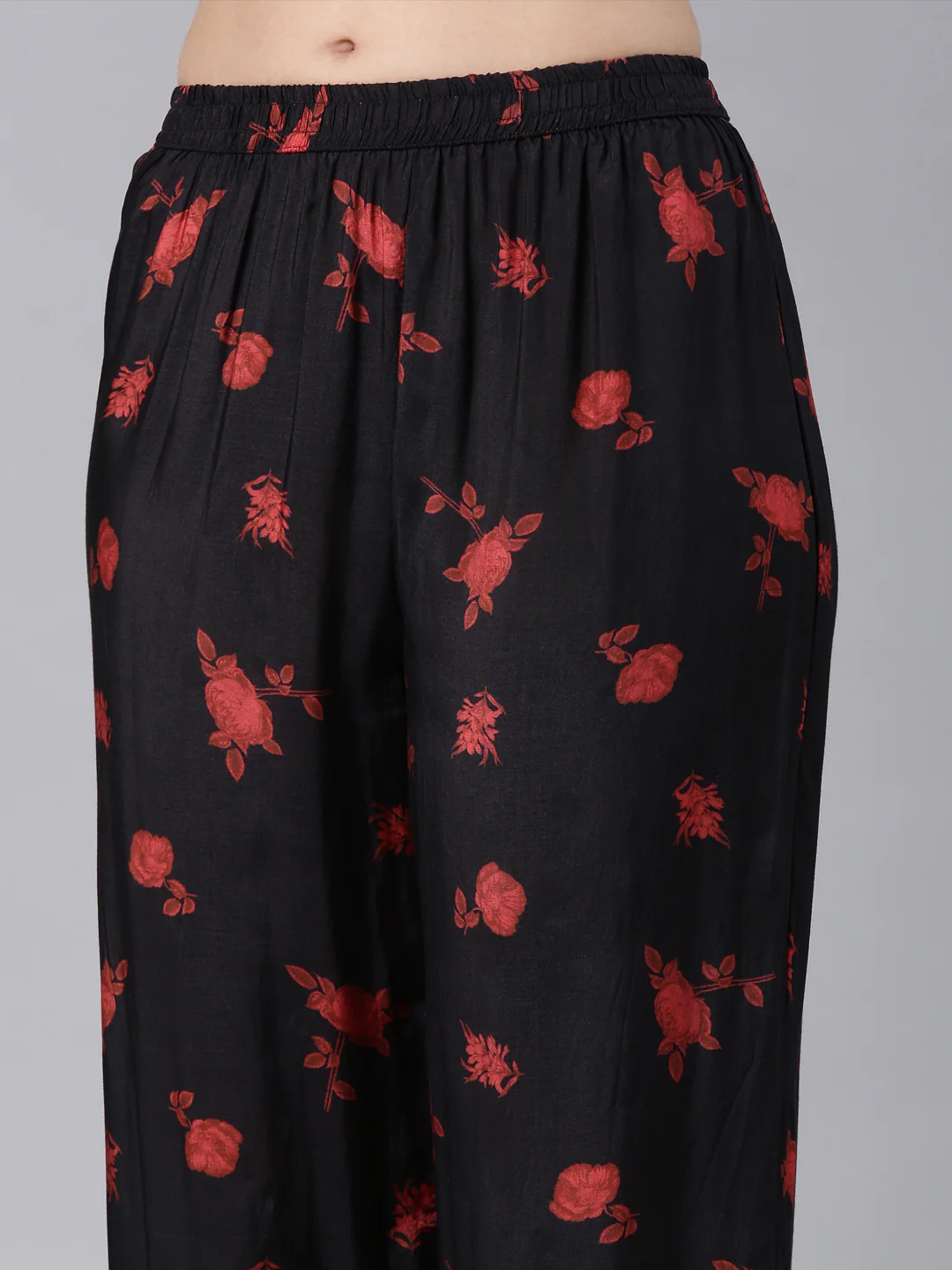 Neerus Black Casual Floral Straight Kurta and Trouser - Image 7