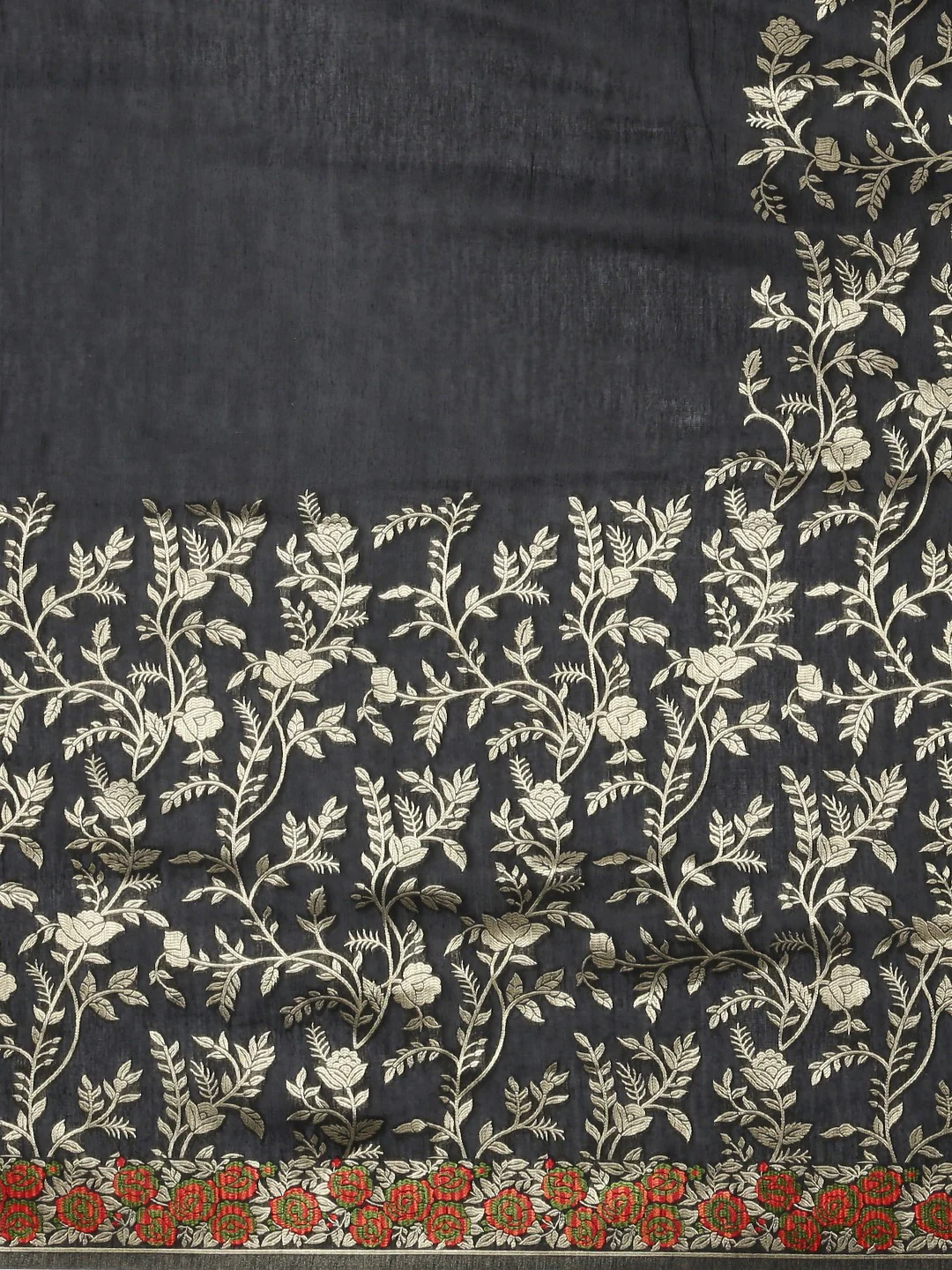 Neerus Black Color Banaras Fabric Saree - Image 3