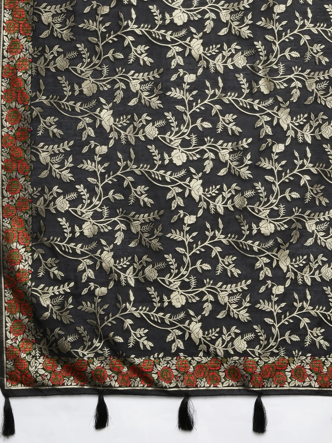 Neerus Black Color Banaras Fabric Saree - Image 4