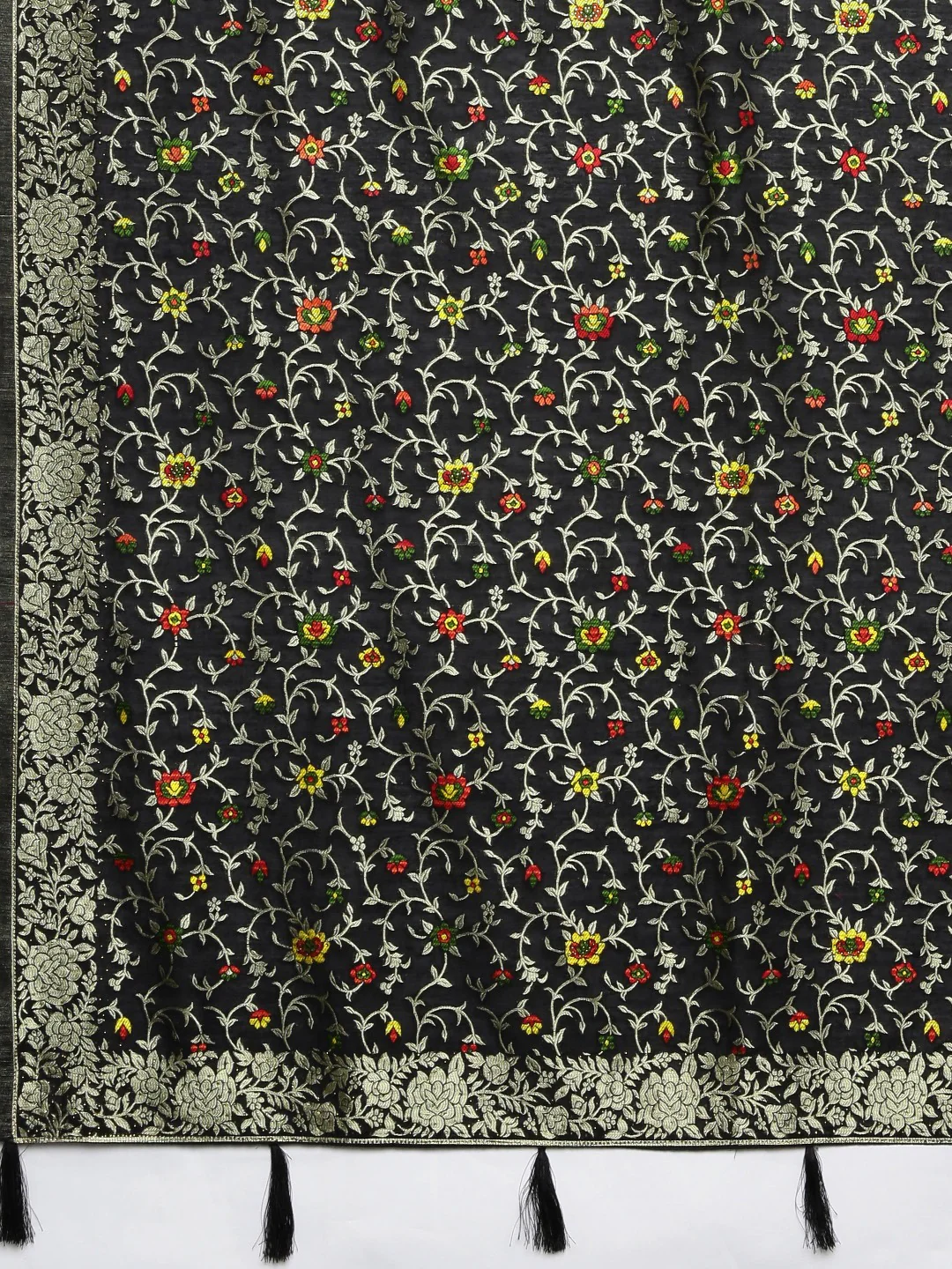 Neerus Black Color Banaras Fabric Saree - Image 4