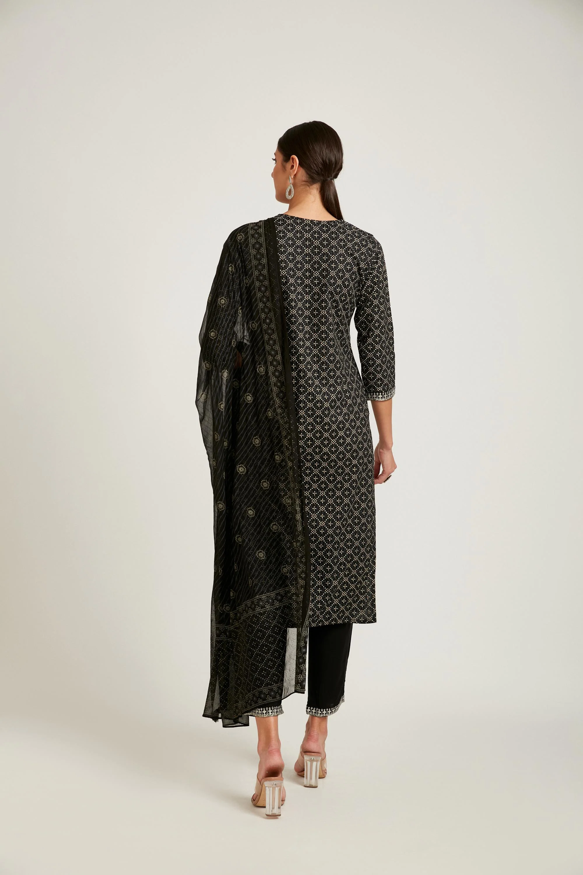 Neerus Black Color Cotton Fabric Kurta Set - Image 4