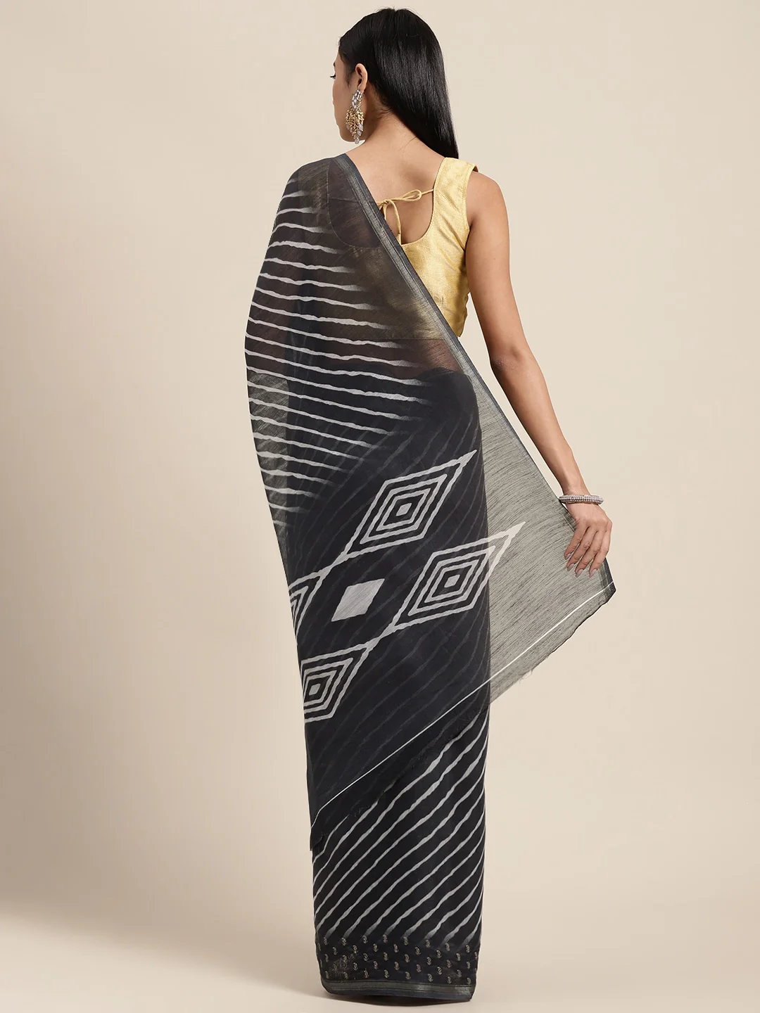 Neerus Black Color Dupion Fabric Saree - Image 2