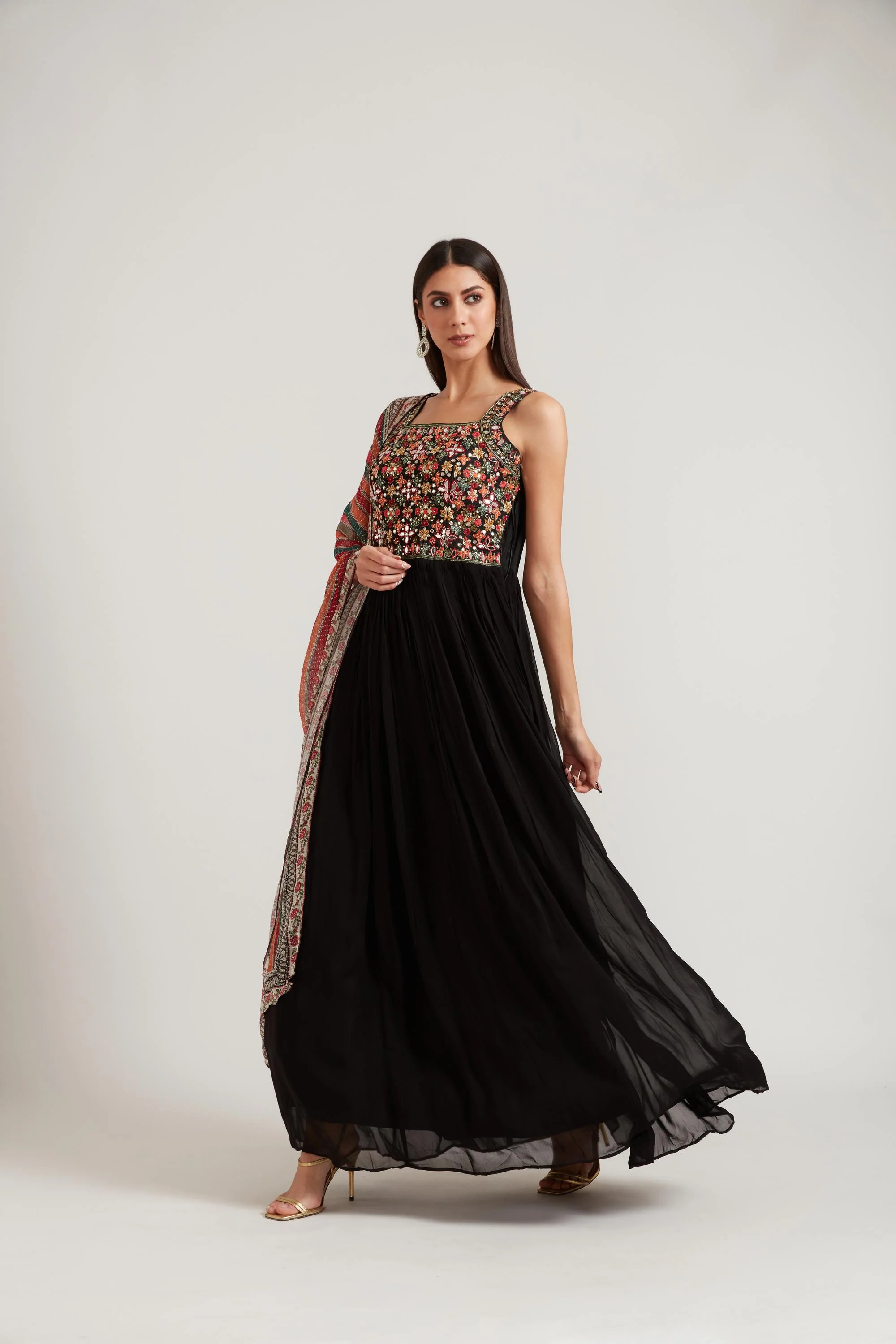 Neerus Black Color Georgette Fabric Anarkali Suit - Image 5