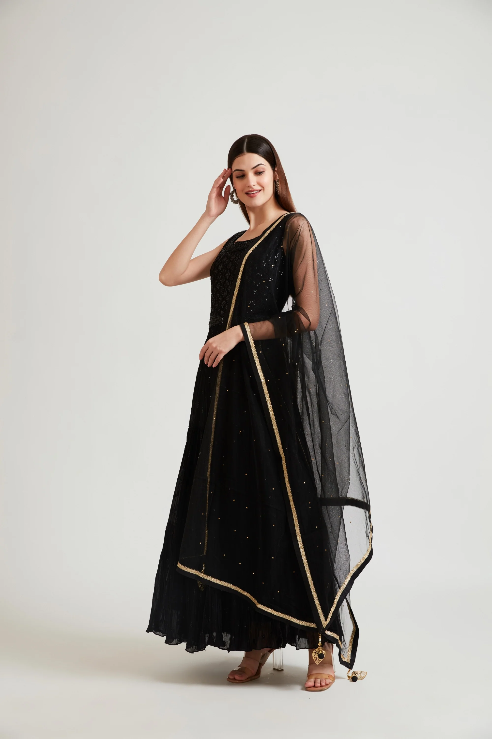 Neerus Black Color Georgette Fabric Gown - Image 2