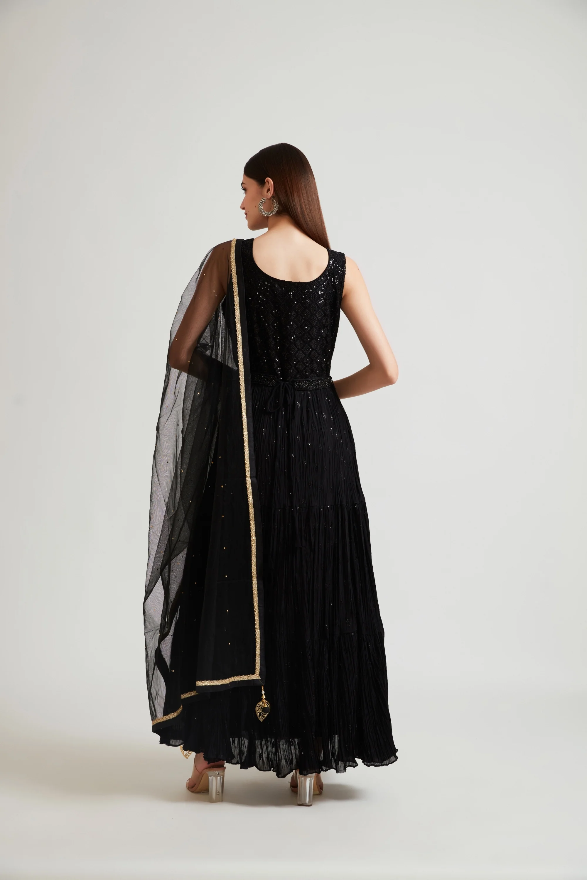 Neerus Black Color Georgette Fabric Gown - Image 3