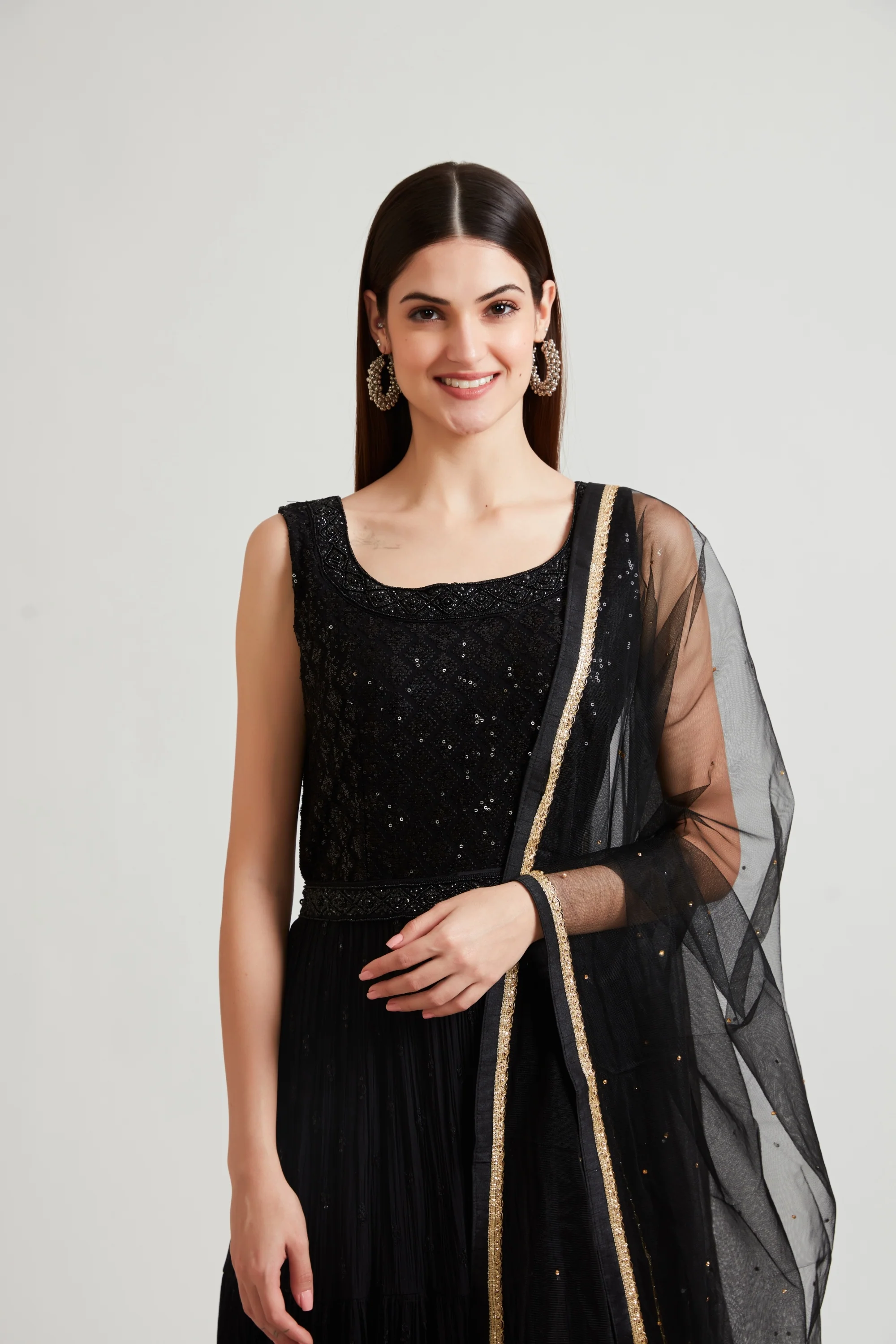Neerus Black Color Georgette Fabric Gown - Image 4