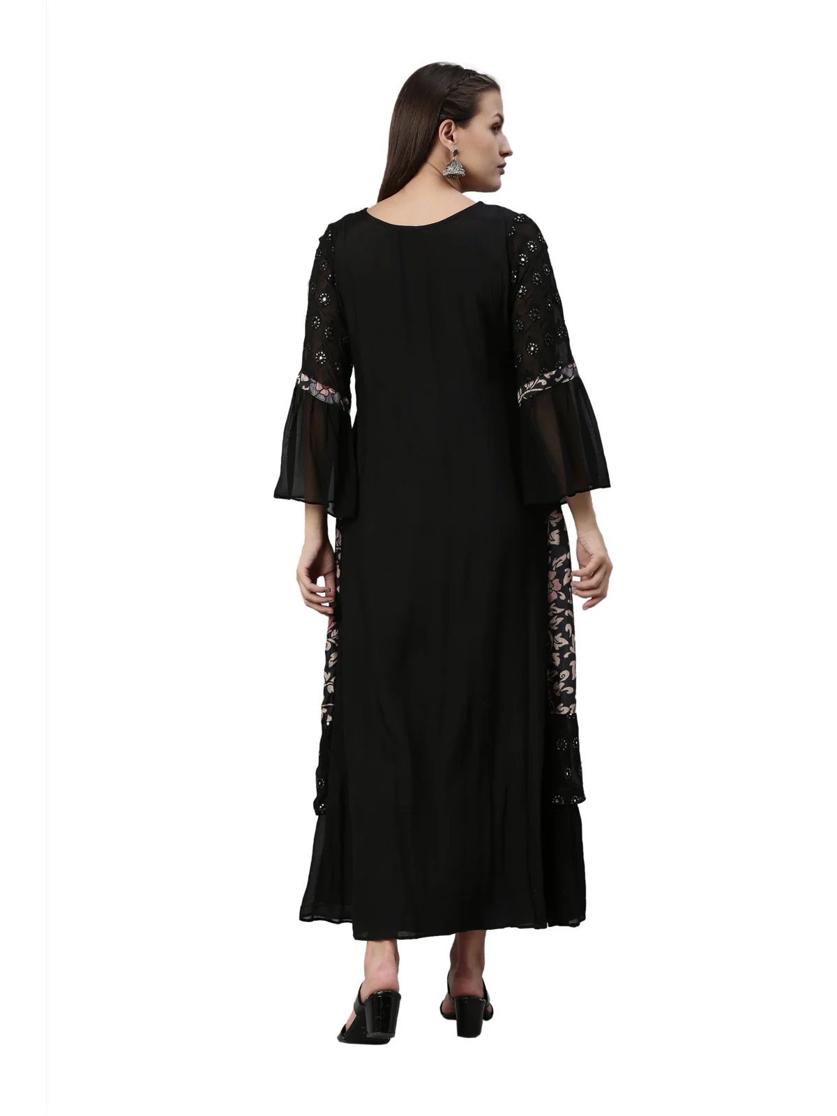 Neerus Black Color Georgette Fabric Kurta - Image 5