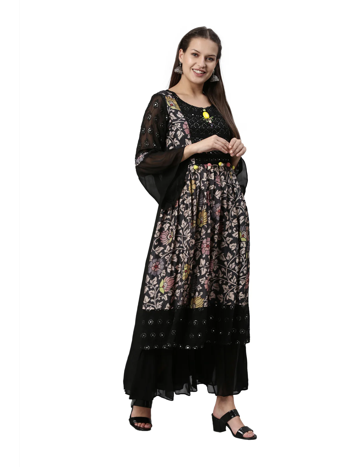 Neerus Black Color Georgette Fabric Kurta - Image 6