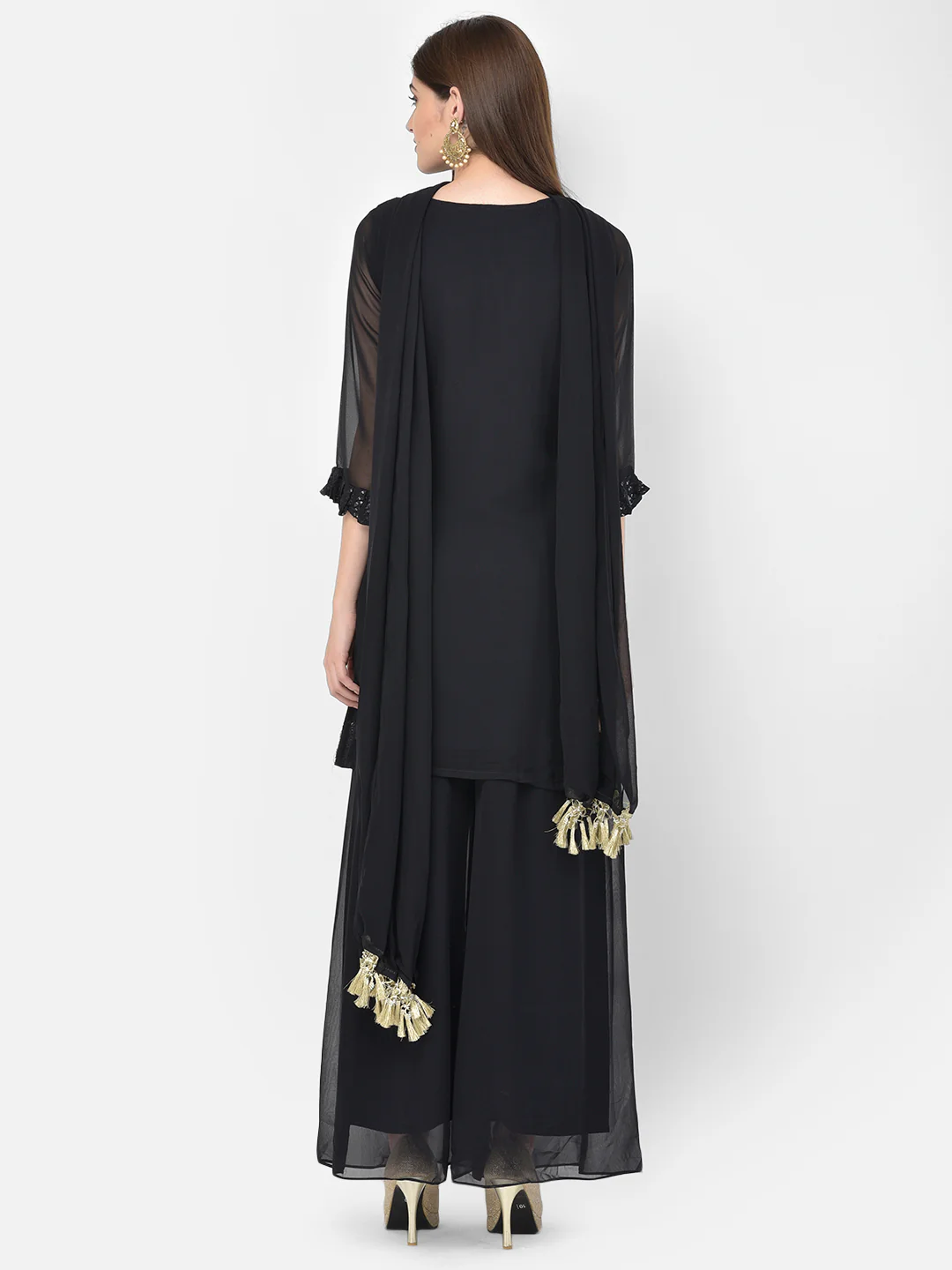 Neerus Black Color Georgette Fabric Salwar Kameez - Image 4