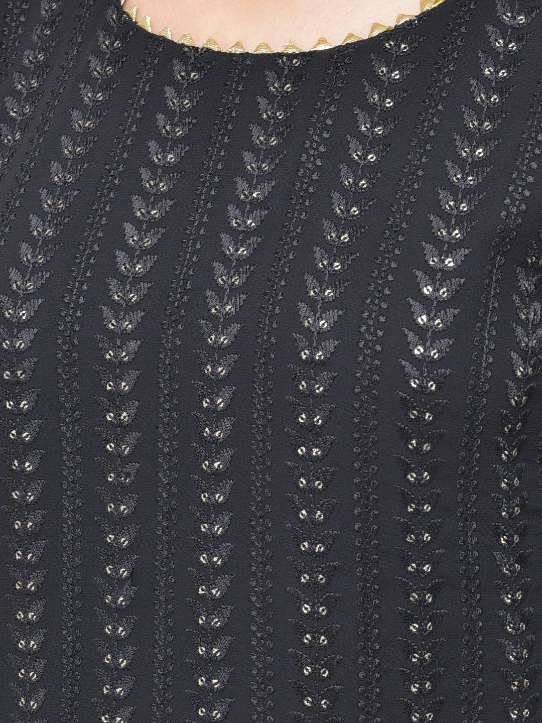 Neerus Black Color Georgette Fabric Salwar Kameez - Image 5
