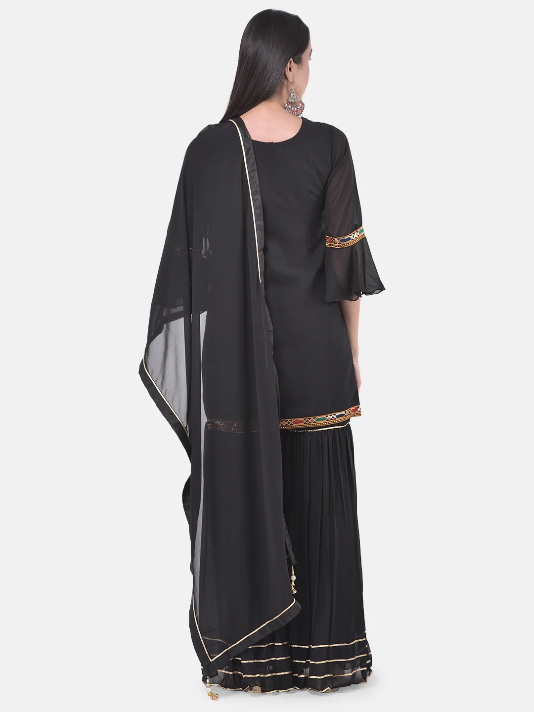 Neerus Black Color Georgette Fabric Suit-Gharara - Image 3