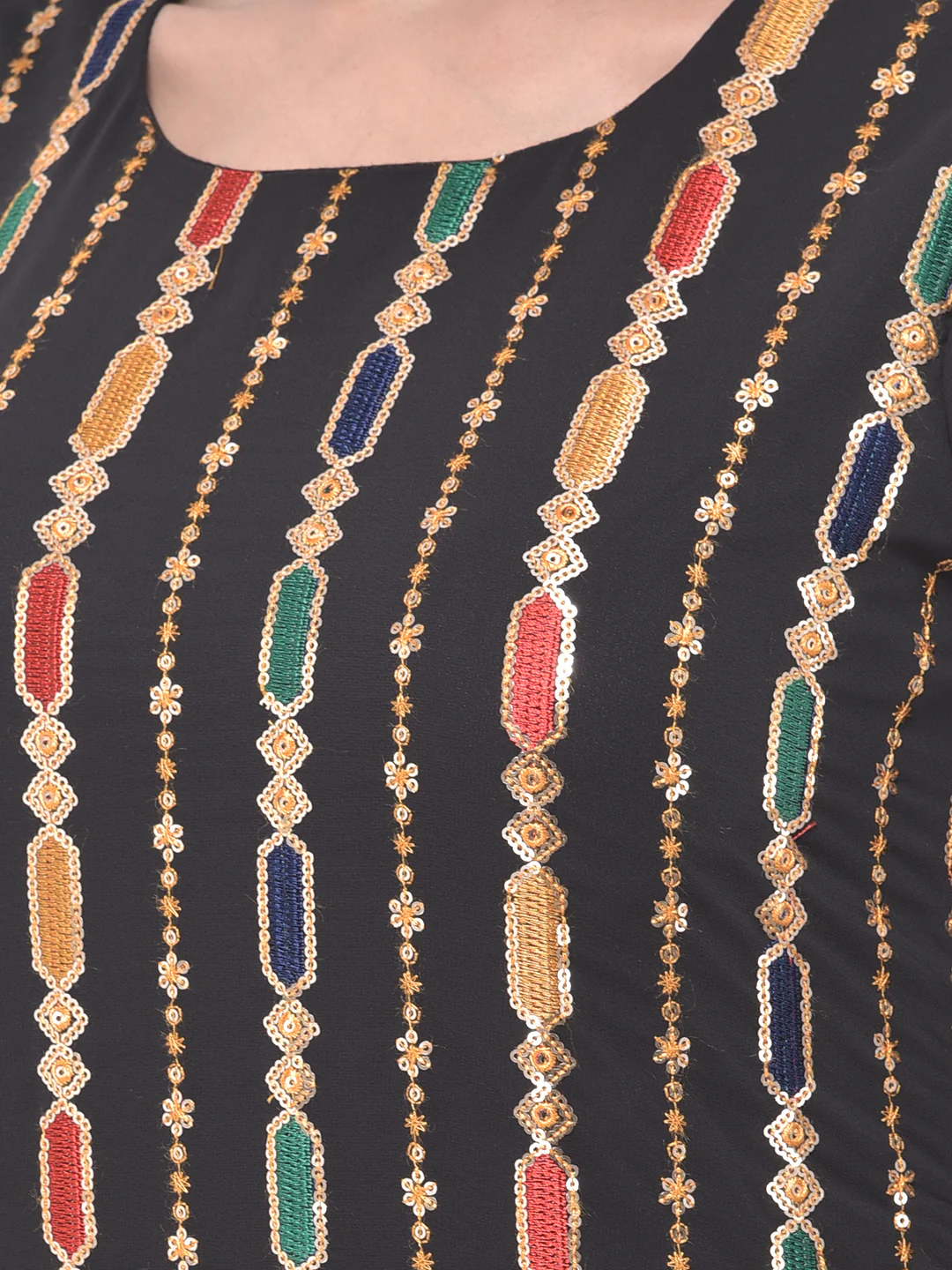 Neerus Black Color Georgette Fabric Suit-Gharara - Image 4