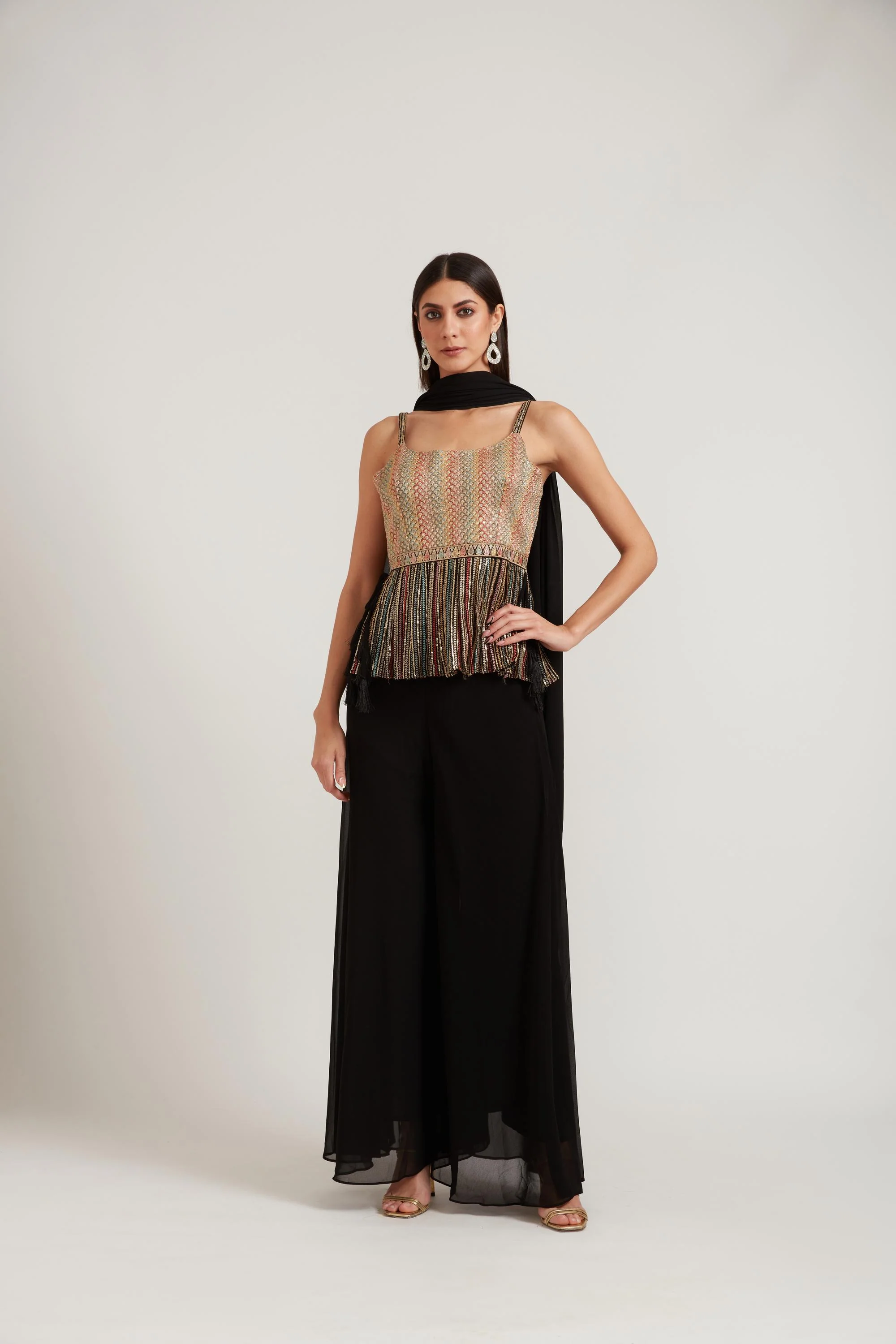 Neerus Black Color Georgette Fabric Suit Set - Image 3