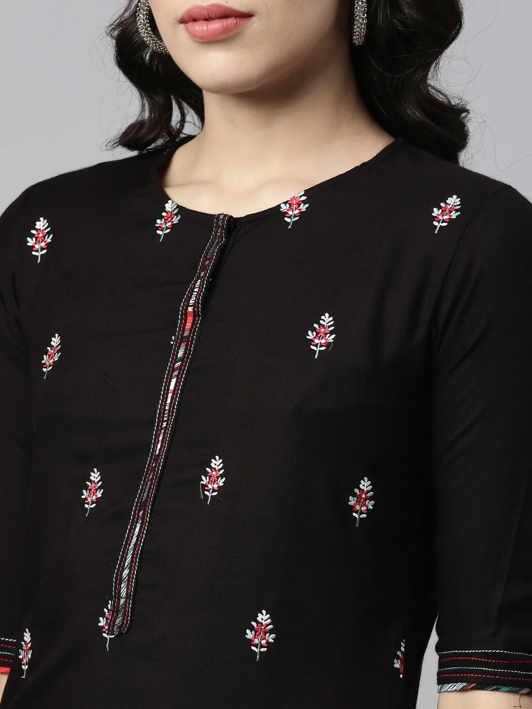 Neerus Black Color Rayon Fabric Kurta - Image 3