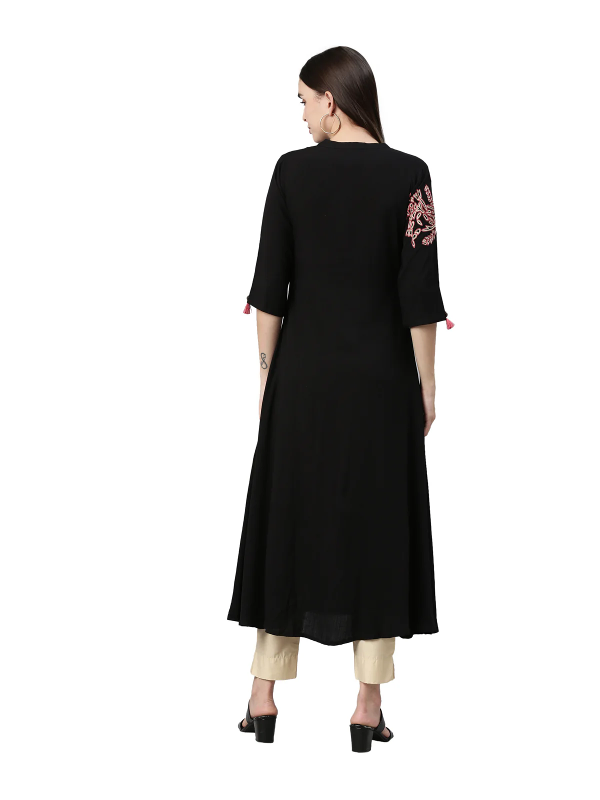 Neerus Black Color Rayon Fabric Kurta - Image 5