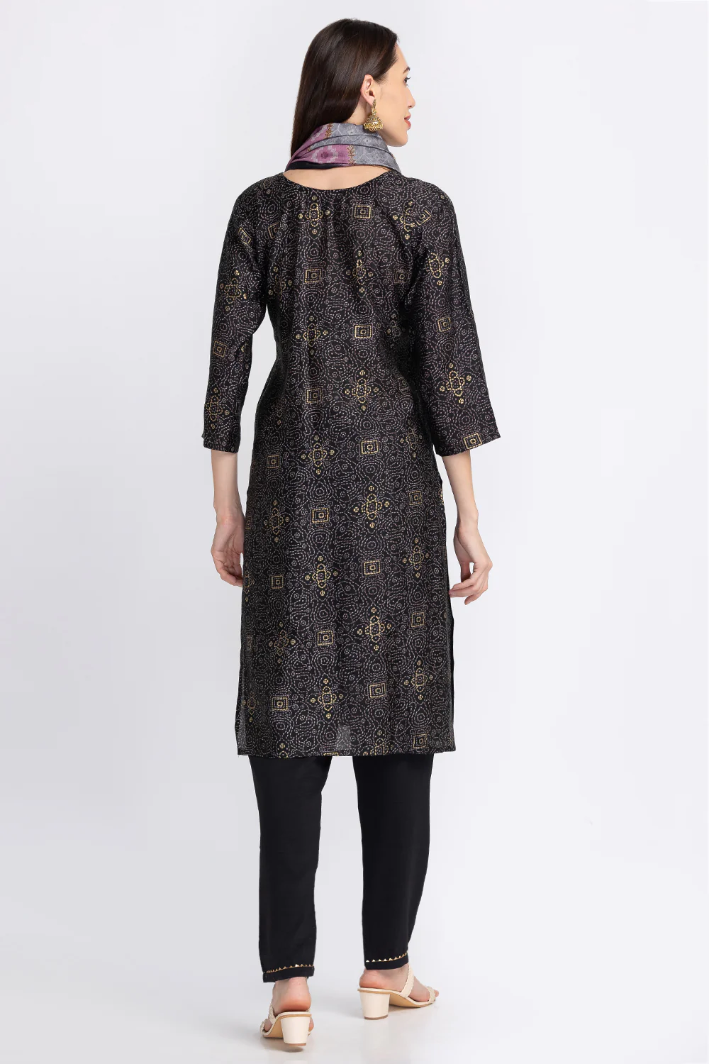 Neerus Black Color Rayon Fabric Readymade Suits - Image 3
