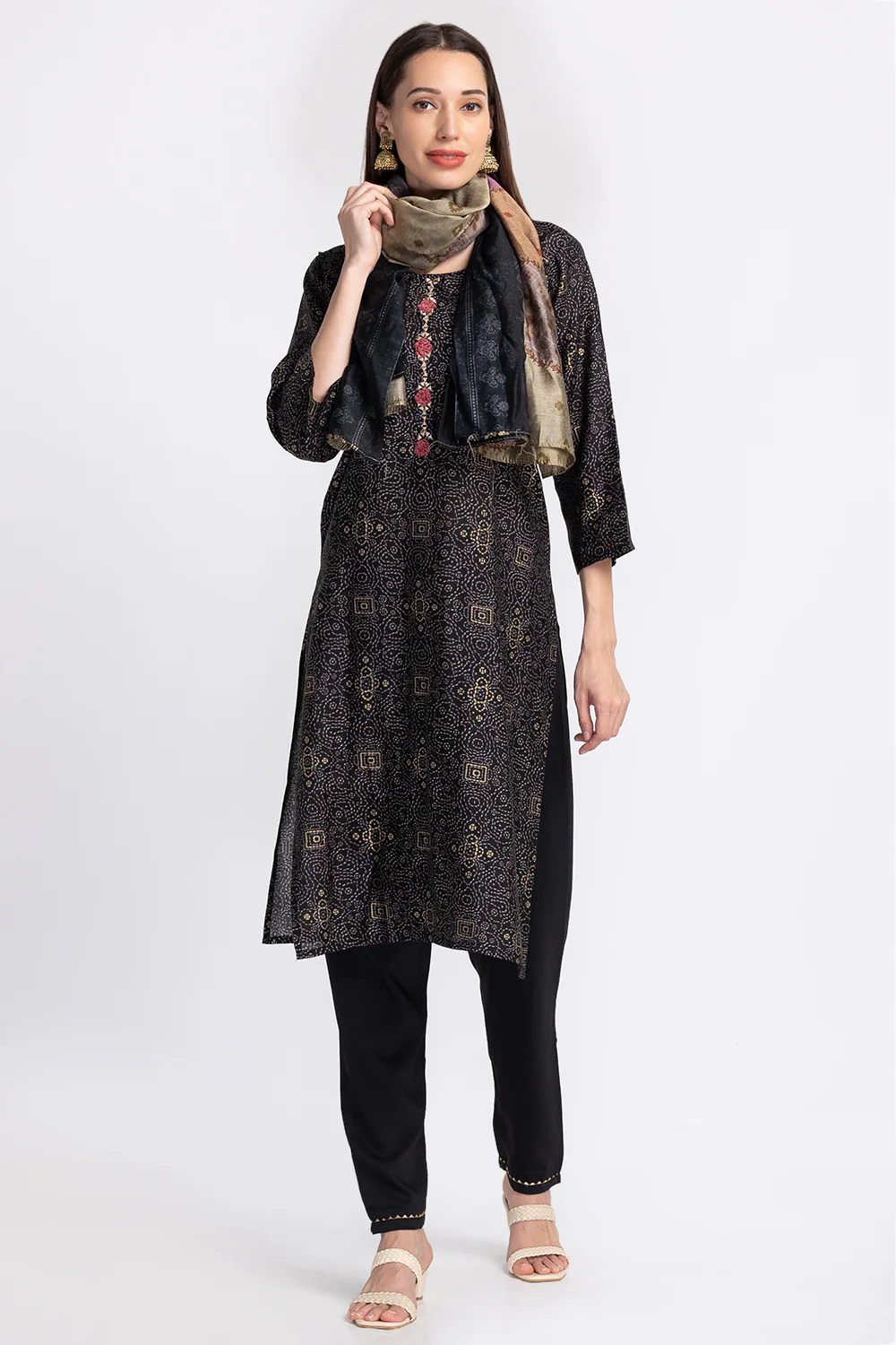 Neerus Black Color Rayon Fabric Readymade Suits - Image 5