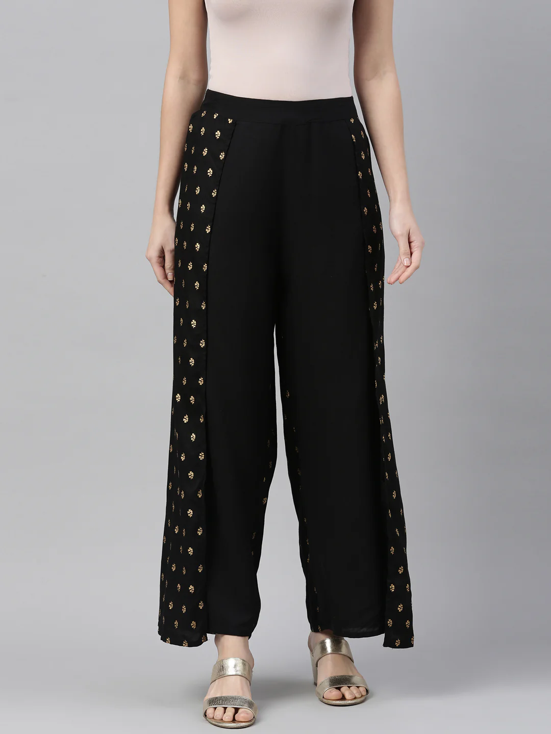 Neerus Black Color Rayon Fabric Plazzo - Image 2