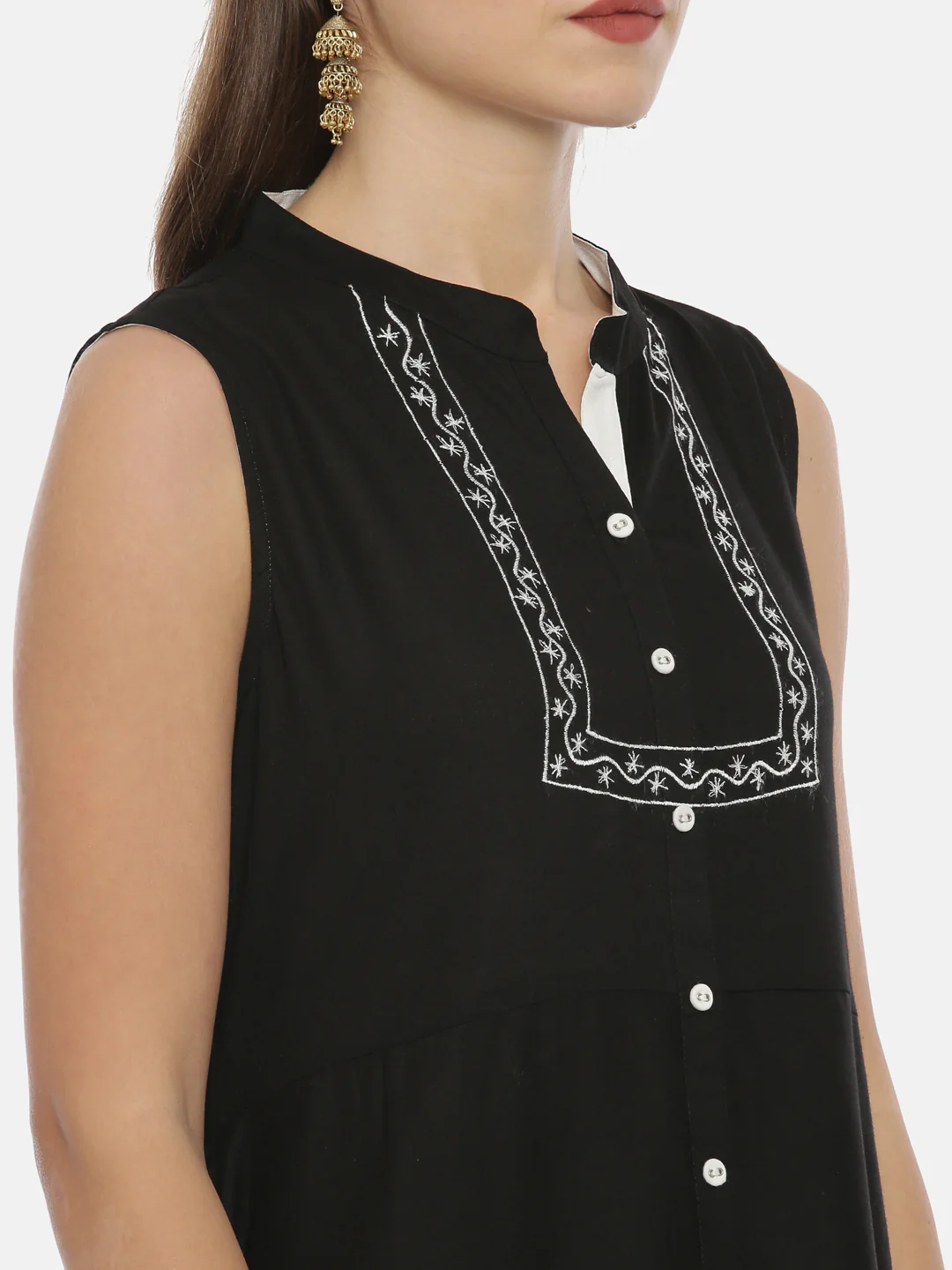 Neerus Black Color Rayon Fabric Tunic - Image 2