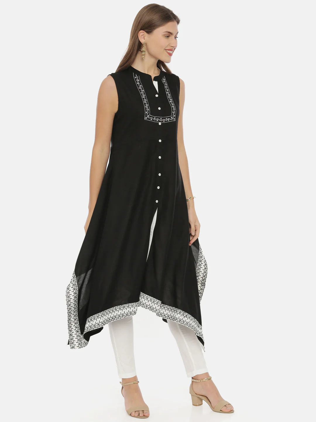 Neerus Black Color Rayon Fabric Tunic - Image 4