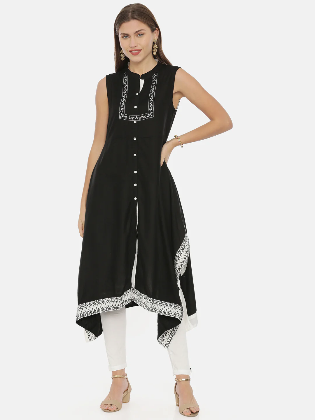 Neerus Black Color Rayon Fabric Tunic - Image 6