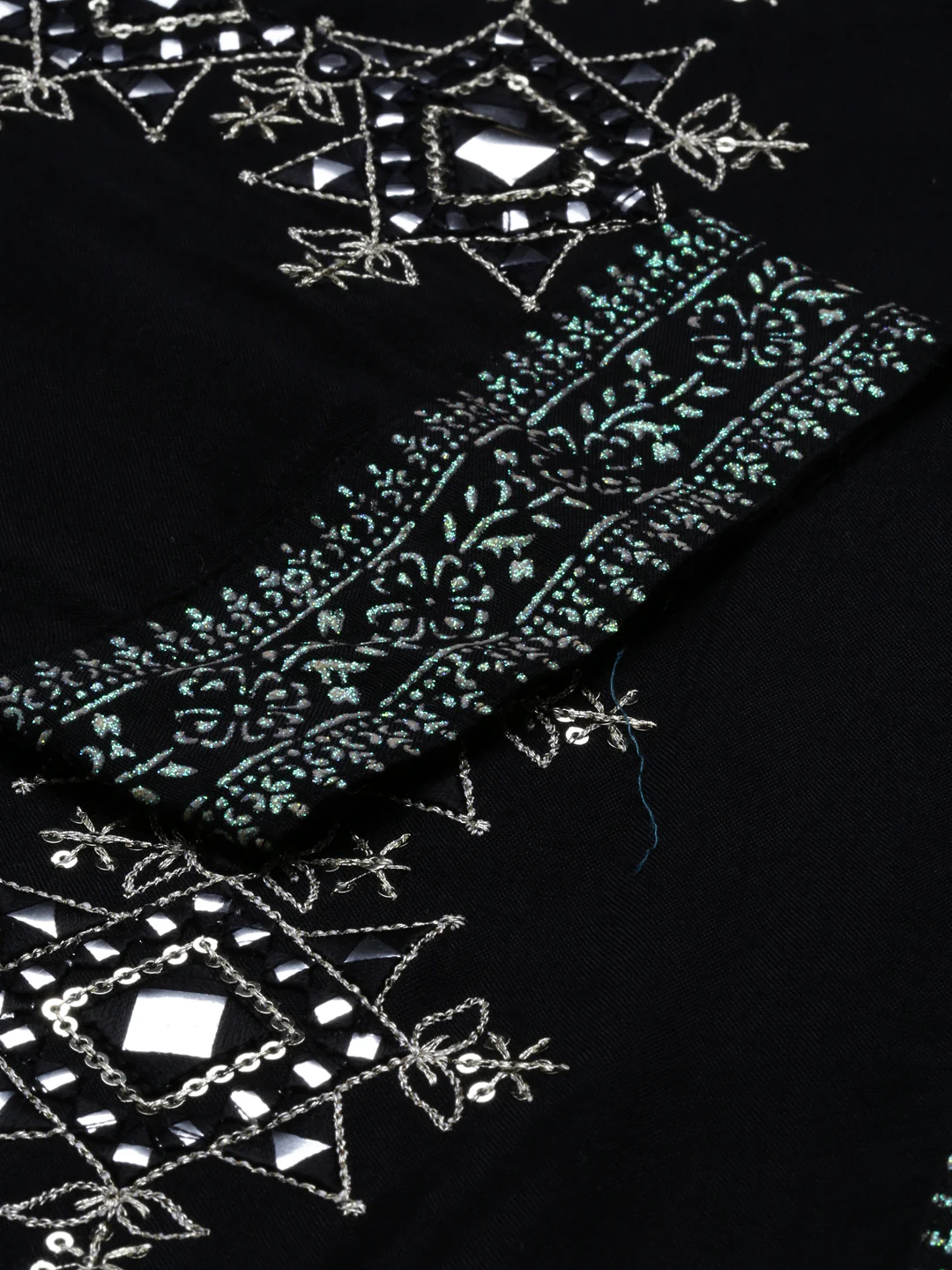 Neerus Black Color Santoon Fabric Tunic - Image 3