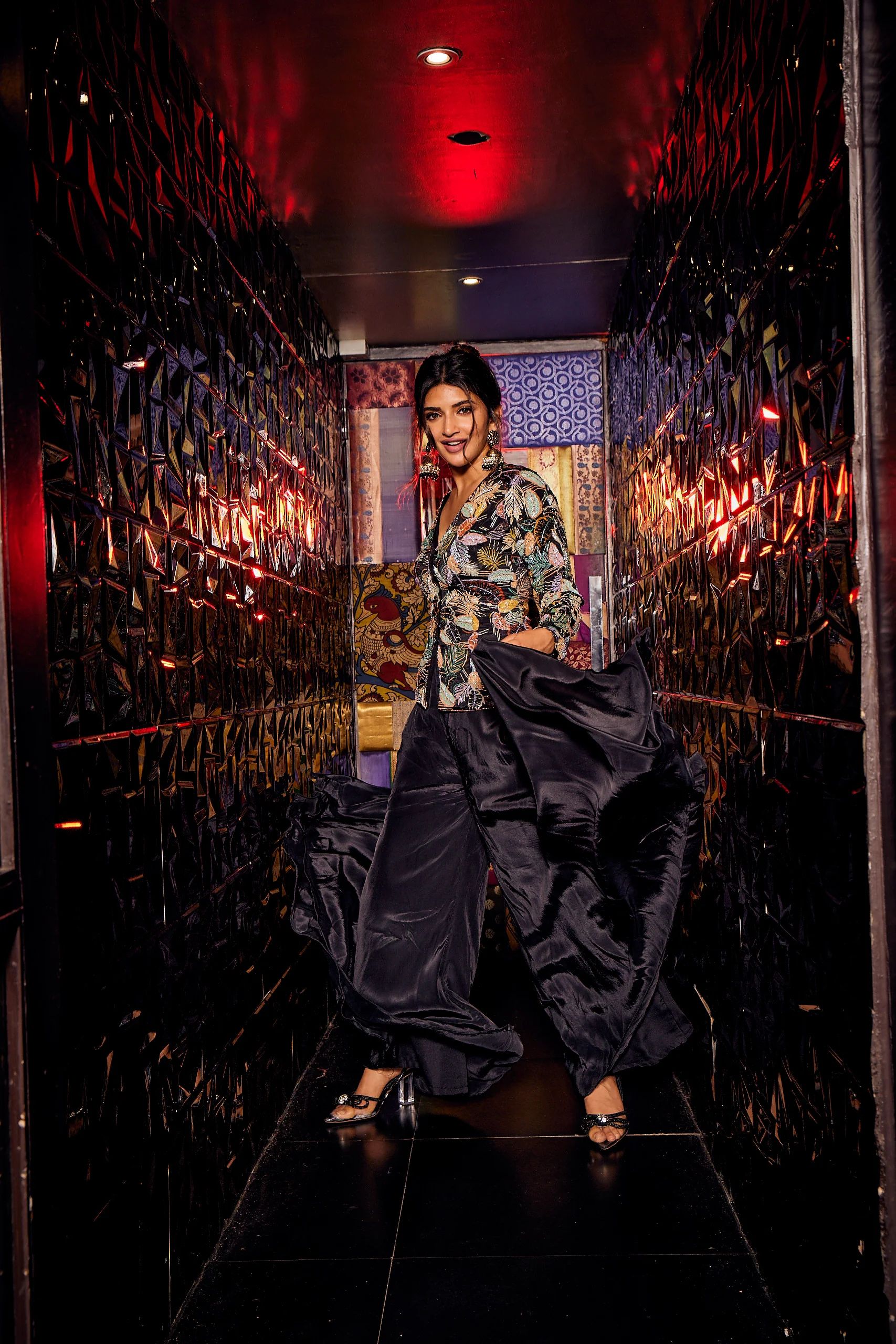NEERUS BLACK COLOR SEQUENCE WORK TOP AND PALAZZO WITH DUPATTA - Image 2