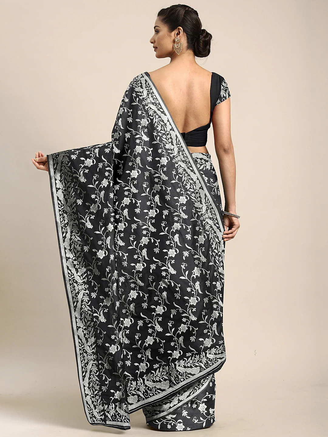 Neerus Black Color Silk Fabric Saree - Image 2