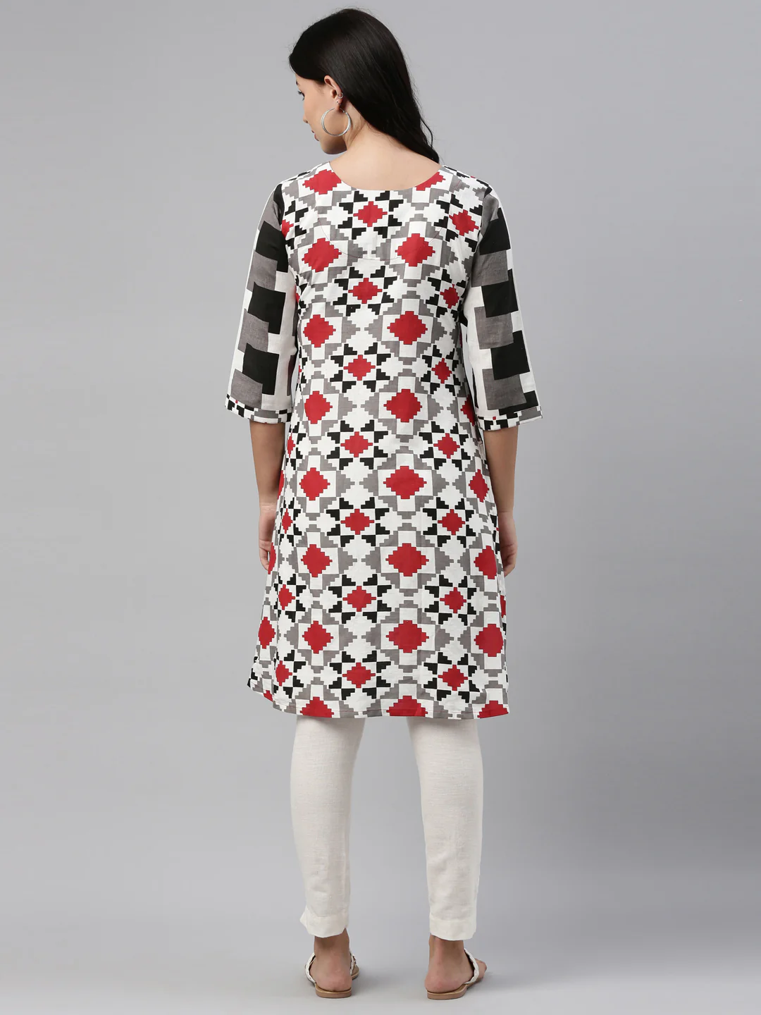 Neerus Black Color Slub Cotton Fabric Tunic - Image 5