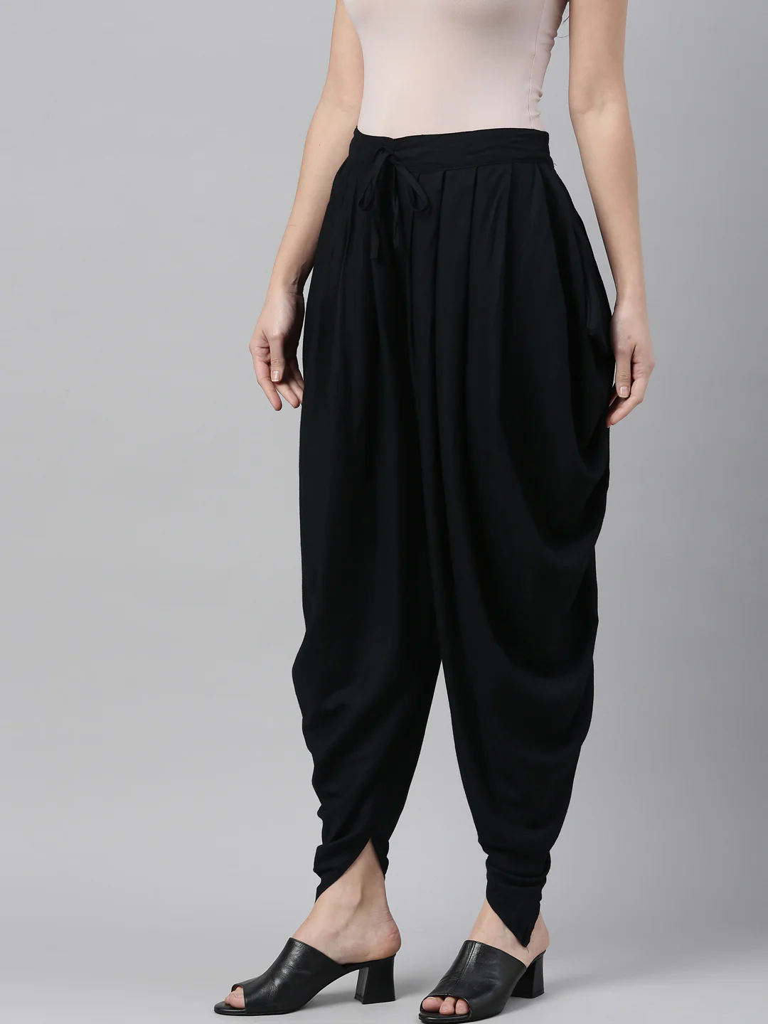 Neerus Black Color Slub Rayon Fabric Dhotti - Image 3