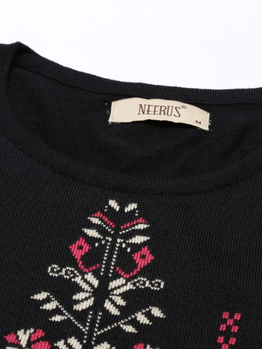 Neerus Black Color Winter Wear Kurtha - Image 3
