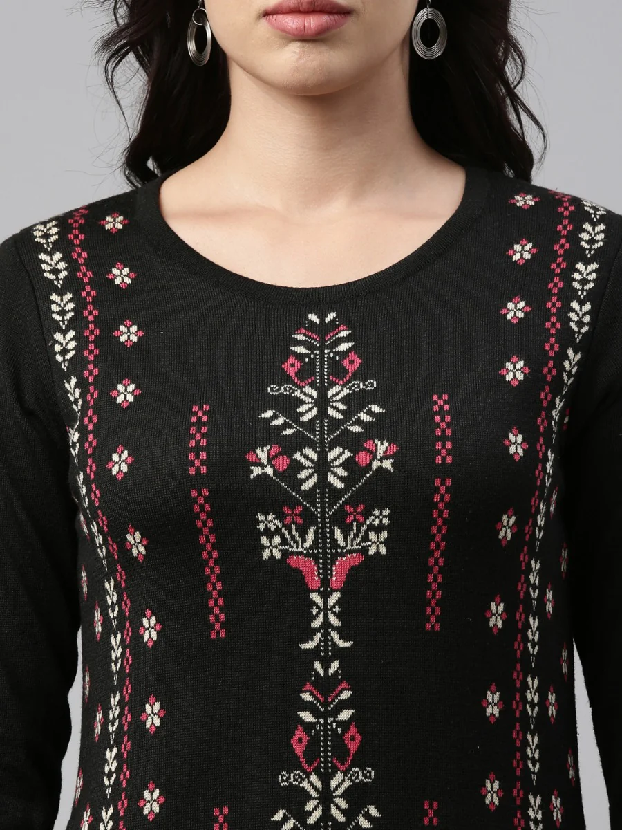 Neerus Black Color Winter Wear Kurtha - Image 8