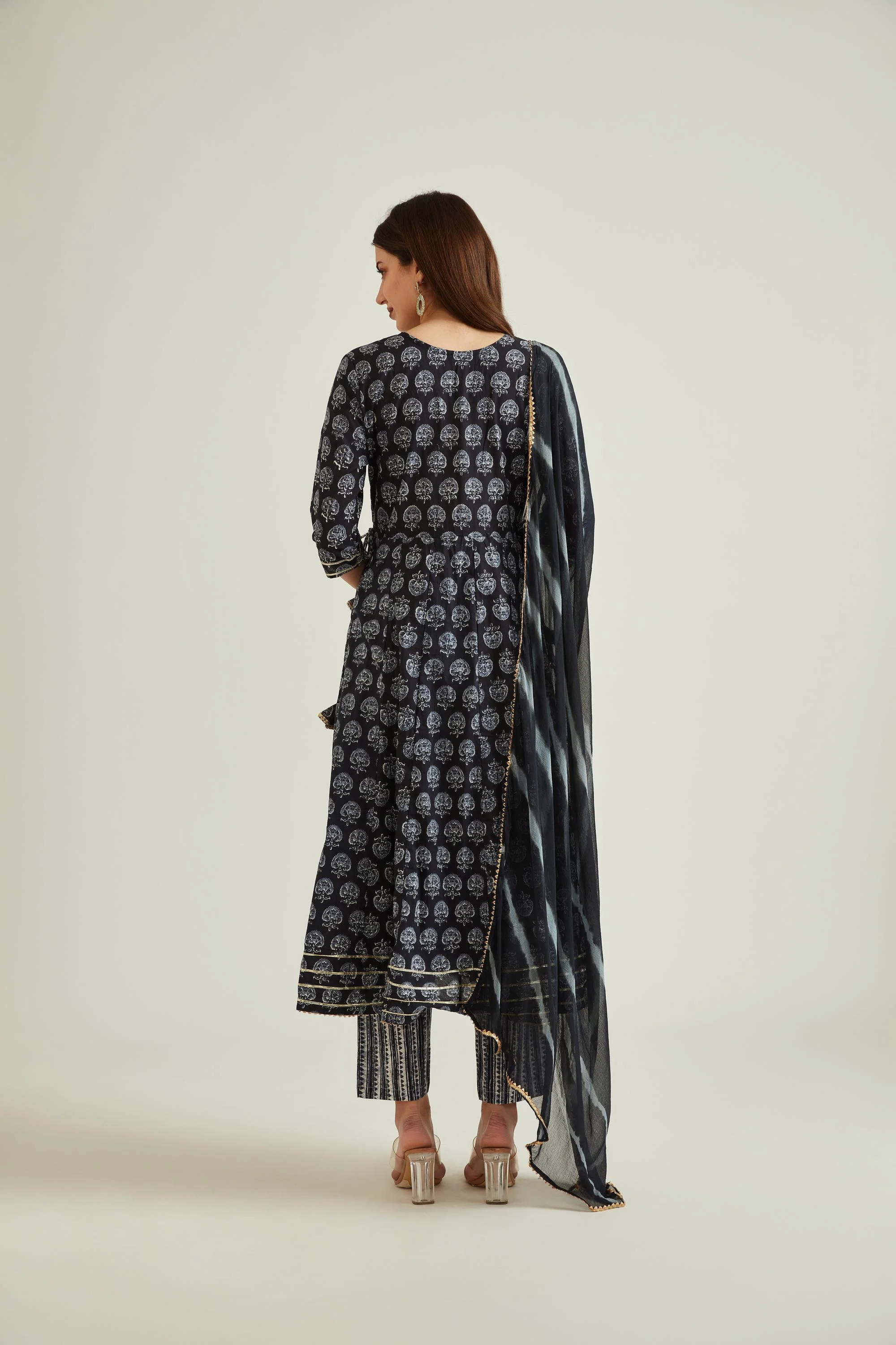 Neerus Black Colour Cotton Fabric Suit - Image 3