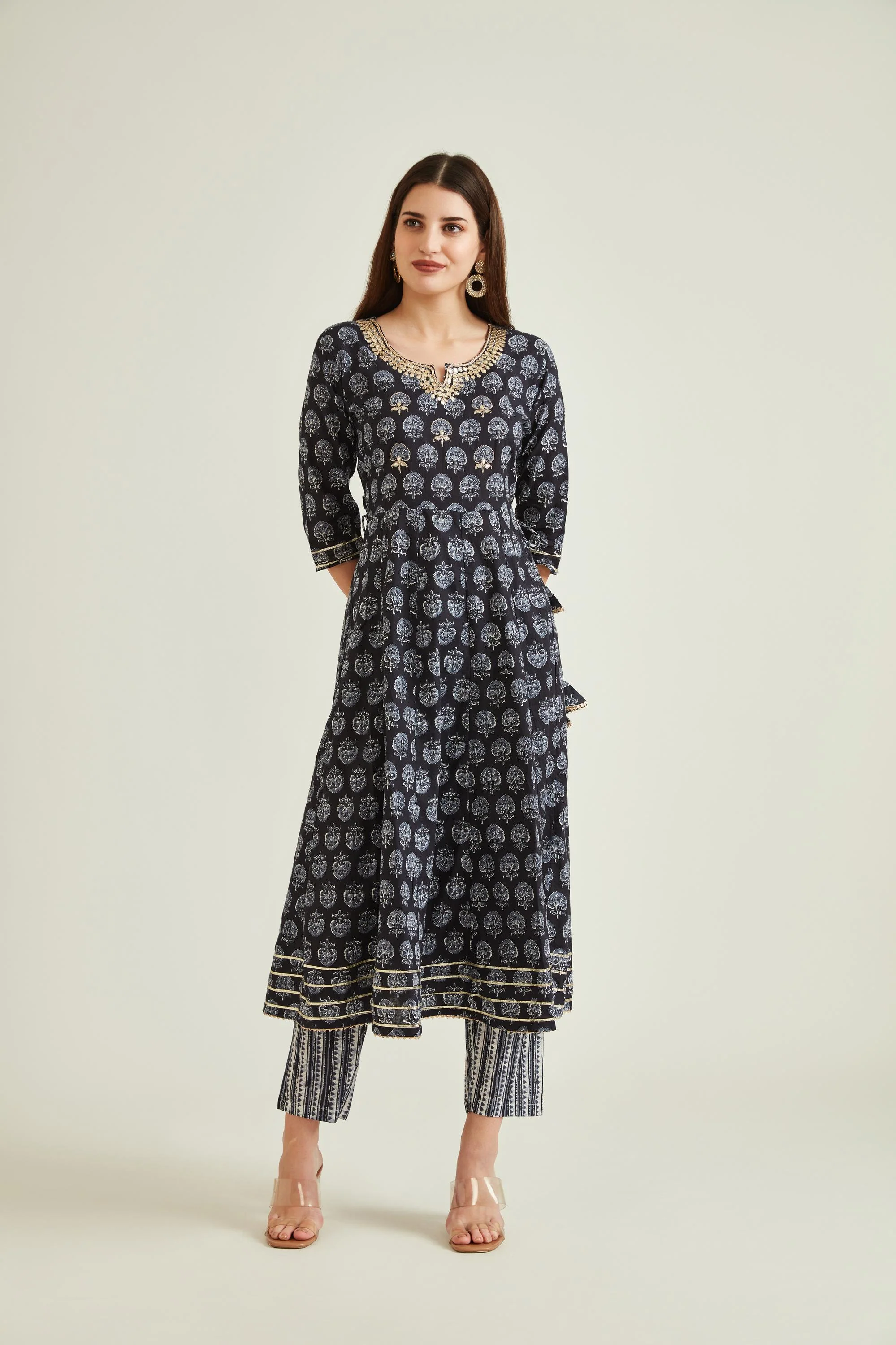 Neerus Black Colour Cotton Fabric Suit - Image 5