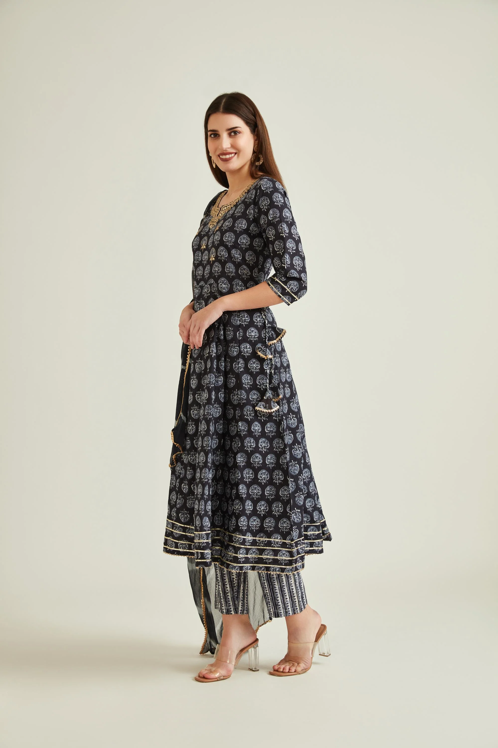 Neerus Black Colour Cotton Fabric Suit - Image 6