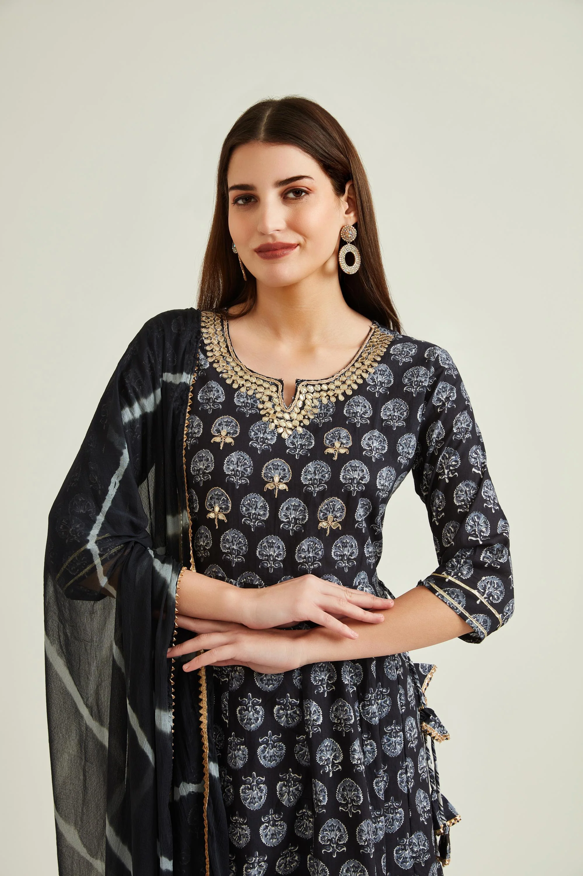 Neerus Black Colour Cotton Fabric Suit - Image 8