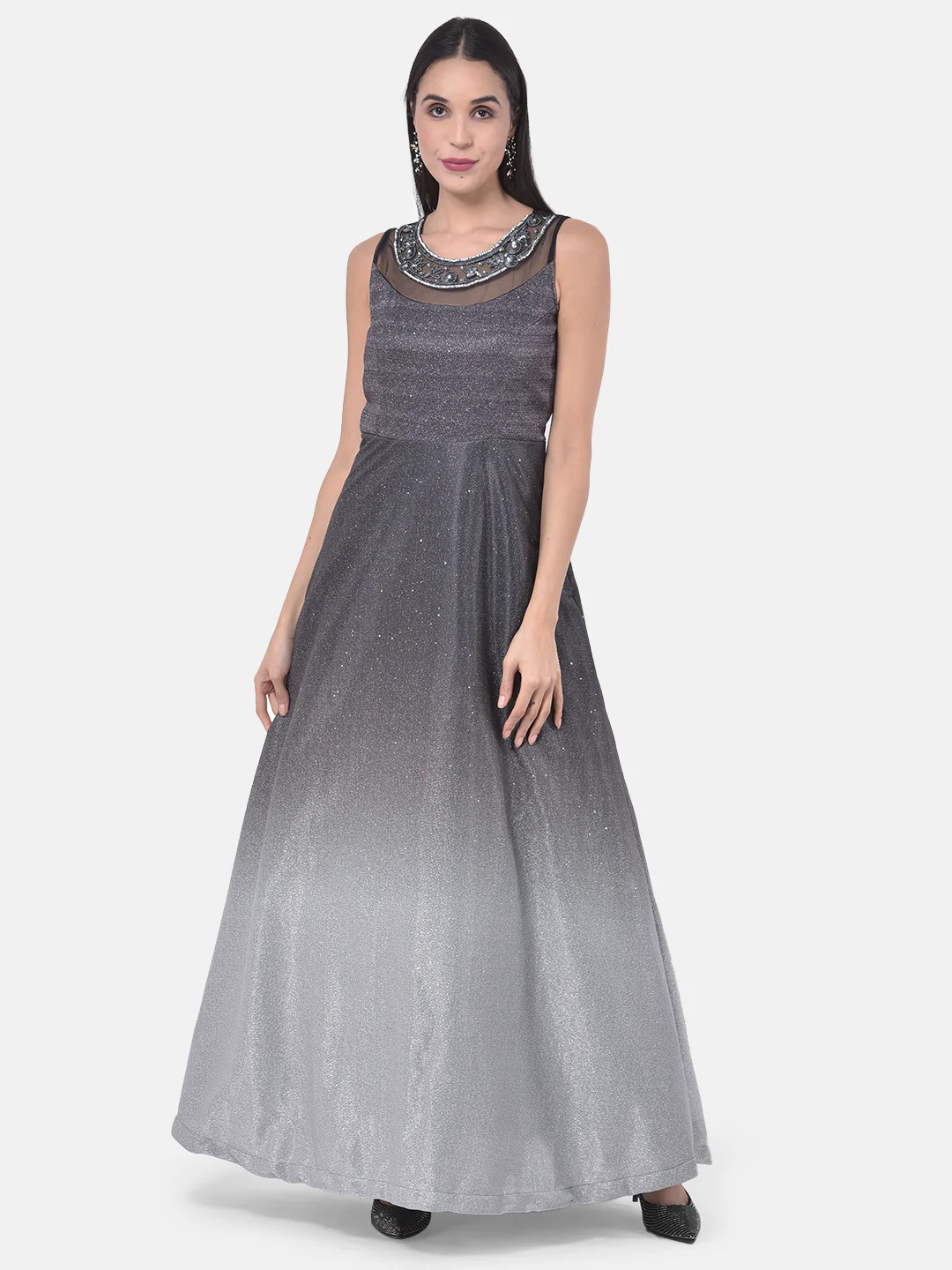 Neerus Black Colour Lycra Fabric Gown - Image 5